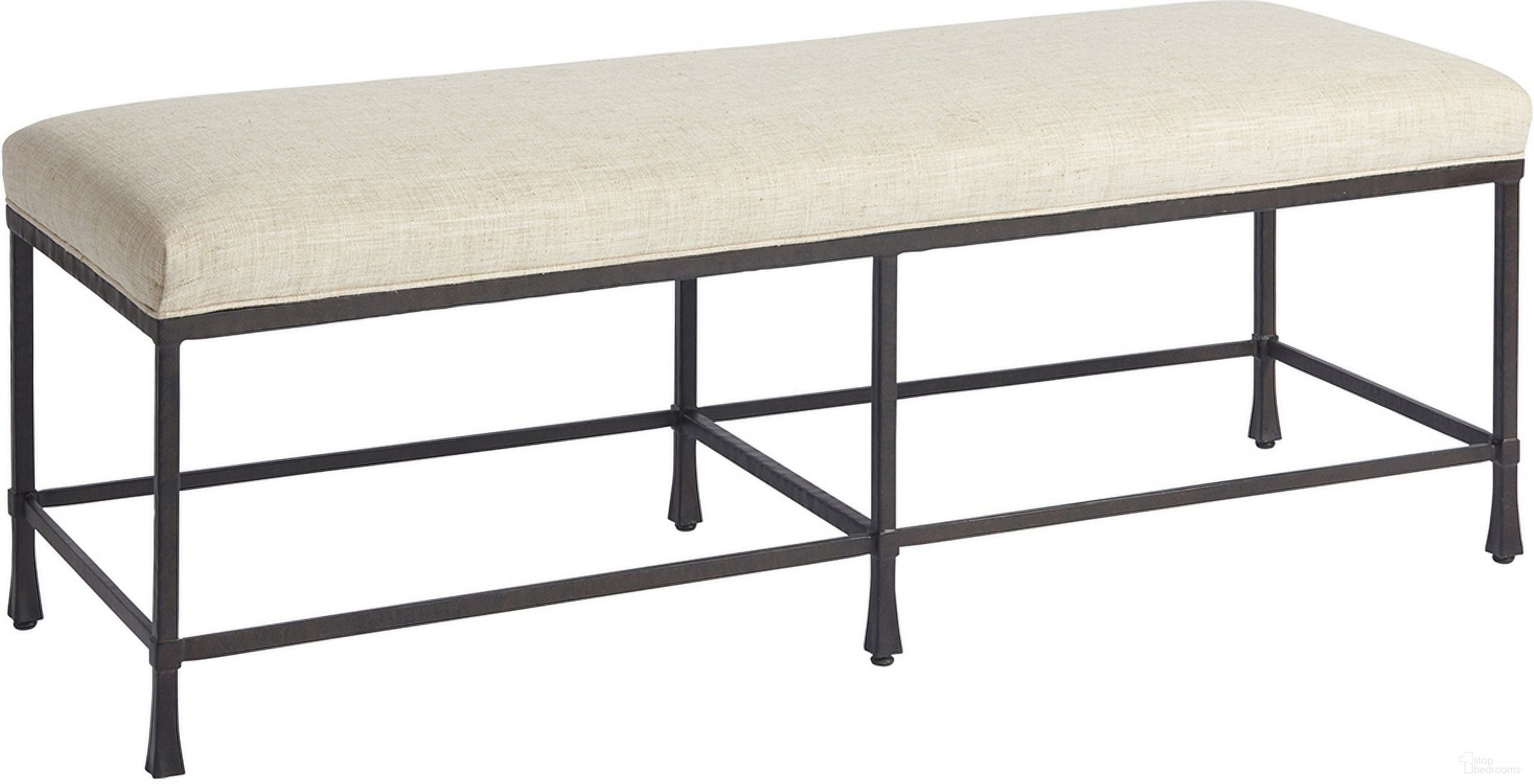 The appearance of Newport Ruby Bed Bench In Sandstone designed by Barclay Butera in the transitional interior design. This sandstone piece of furniture was selected by 1StopBedrooms from Newport Collection to add a touch of cosiness and style into your home. Sku: 920-537-01. Material: Wood.