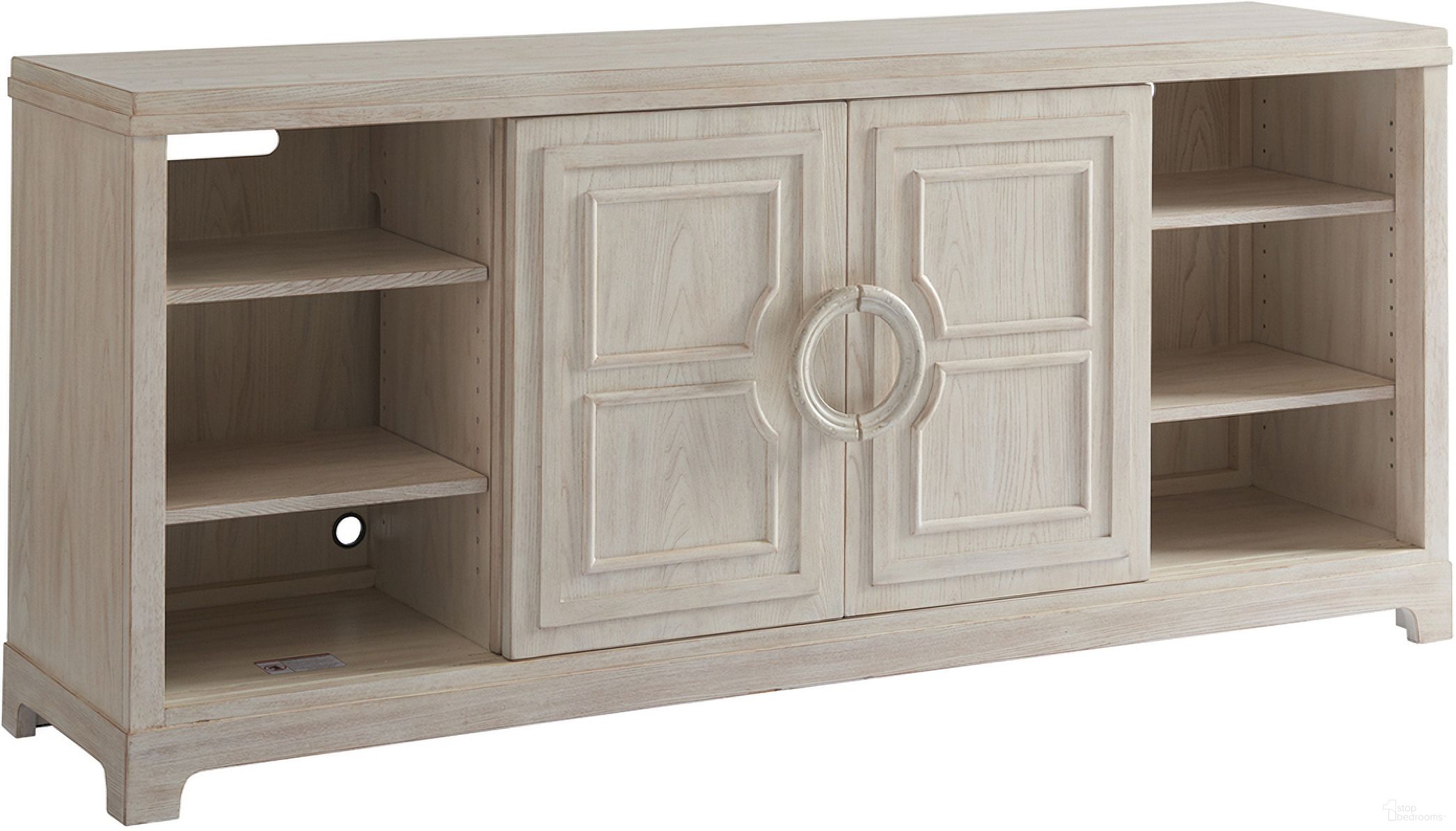 The appearance of Newport Leeward Media Console In Sailcloth designed by Barclay Butera in the transitional interior design. This sailcloth piece of furniture  was selected by 1StopBedrooms from Newport Collection to add a touch of cosiness and style into your home. Sku: 921-908. Material: Wood.