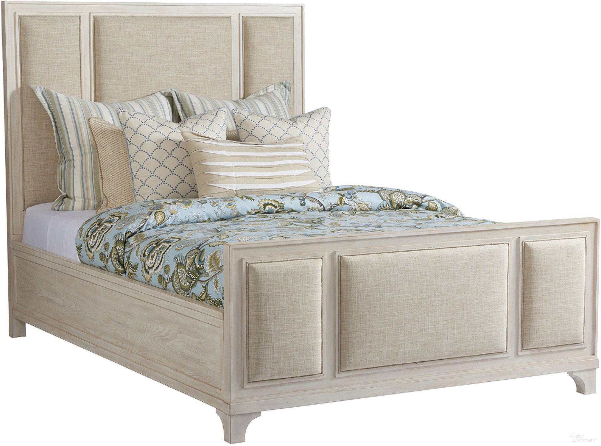 The appearance of Newport Crystal Cove Queen Upholstered Panel Bed In Sailcloth designed by Barclay Butera in the transitional interior design. This sailcloth piece of furniture  was selected by 1StopBedrooms from Newport Collection to add a touch of cosiness and style into your home. Sku: 921-133C. Bed Type: Panel Bed. Material: Wood. Bed Size: Queen.
