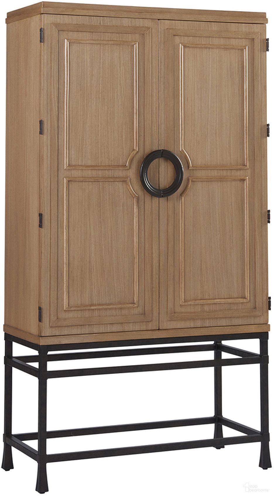 The appearance of Newport Jade Bar/Chest On Stand In Sandstone designed by Barclay Butera in the transitional interior design. This sandstone piece of furniture  was selected by 1StopBedrooms from Newport Collection to add a touch of cosiness and style into your home. Sku: 920-976C. Material: Wood.