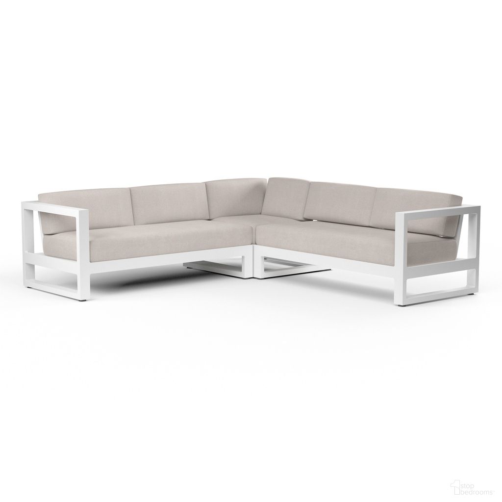 The appearance of Newport Sectional in Canvas Natural designed by Sunset West in the modern / contemporary interior design. This canvas natural piece of furniture was selected by 1StopBedrooms from Newport Collection to add a touch of cosiness and style into your home. Sku: SW4801-SEC-5404. Material: Aluminum.