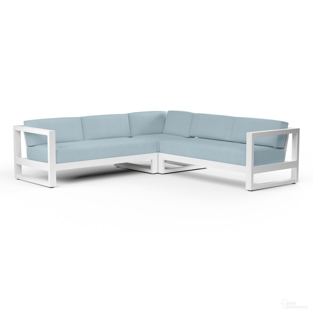 The appearance of Newport Sectional in Canvas Skyline designed by Sunset West in the modern / contemporary interior design. This canvas skyline piece of furniture was selected by 1StopBedrooms from Newport Collection to add a touch of cosiness and style into your home. Sku: SW4801-SEC-14091. Material: Aluminum.
