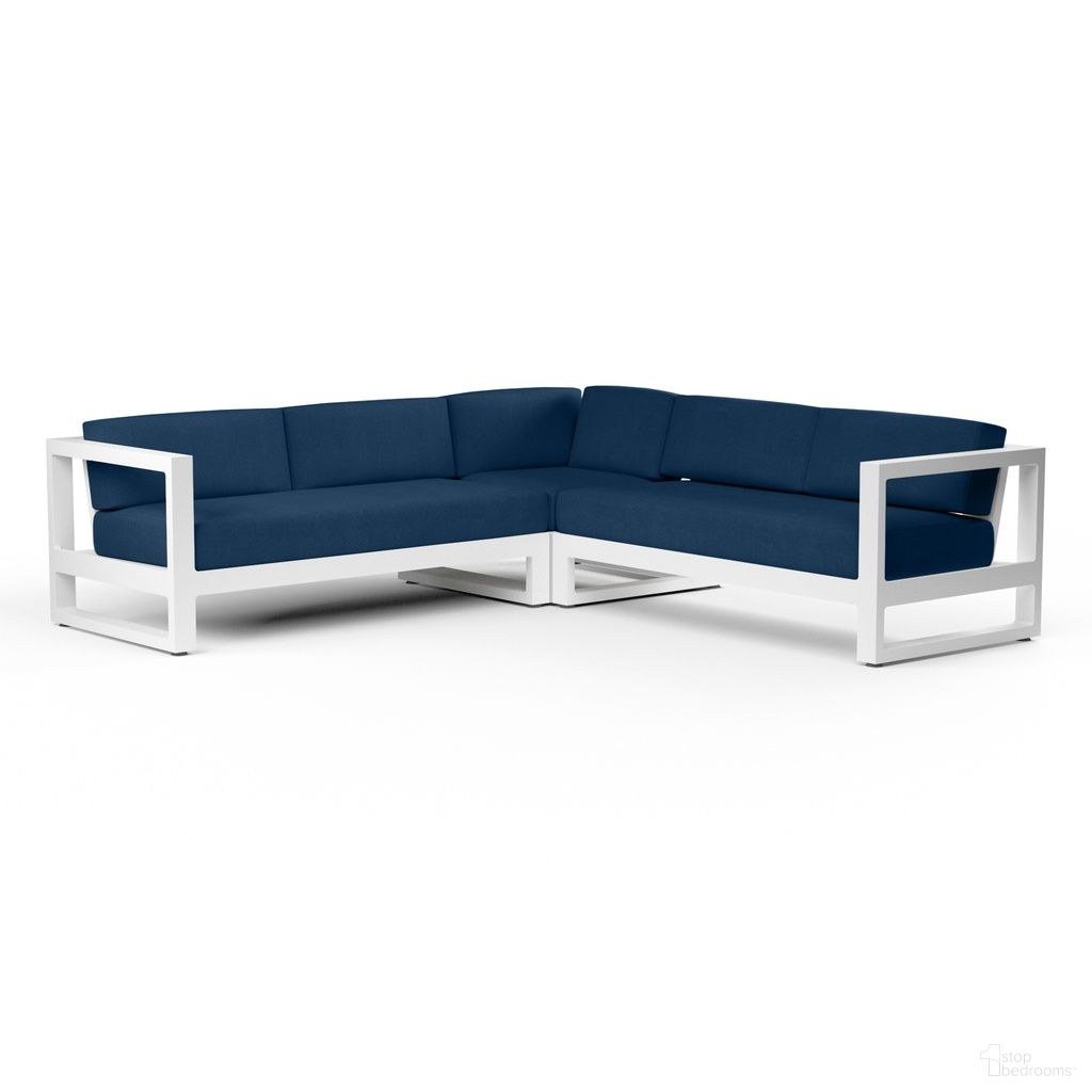 The appearance of Newport Sectional in Spectrum Indigo designed by Sunset West in the modern / contemporary interior design. This spectrum indigo piece of furniture  was selected by 1StopBedrooms from Newport Collection to add a touch of cosiness and style into your home. Sku: SW4801-SEC-48080. Material: Aluminum.