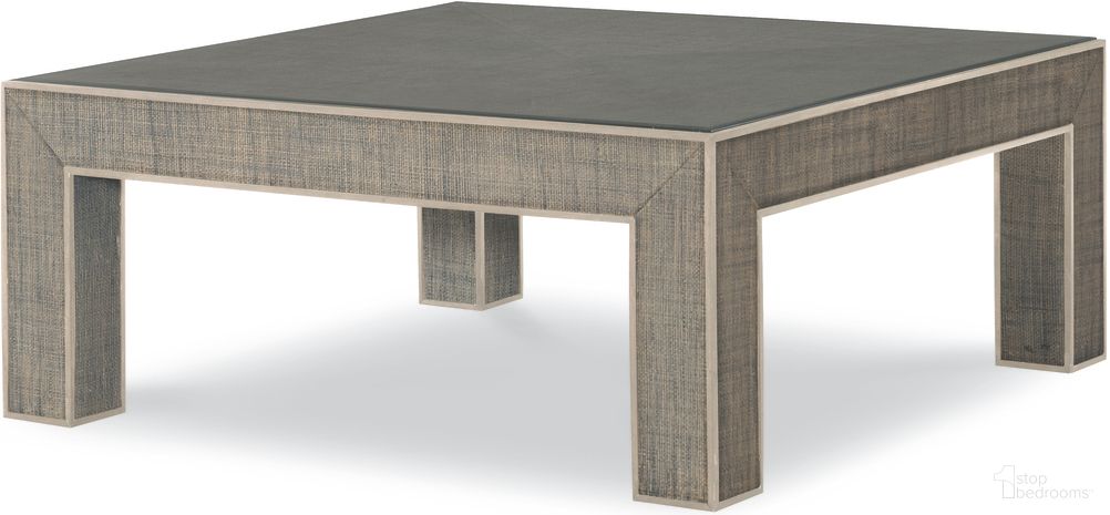 The appearance of Newport Square Coffee Table In French Grey and Peninsula designed by Century Furniture in the modern / contemporary interior design. This french grey and peninsula piece of furniture  was selected by 1StopBedrooms from Curate Collection to add a touch of cosiness and style into your home. Sku: CT5008-FG-PN. Material: Raffia.