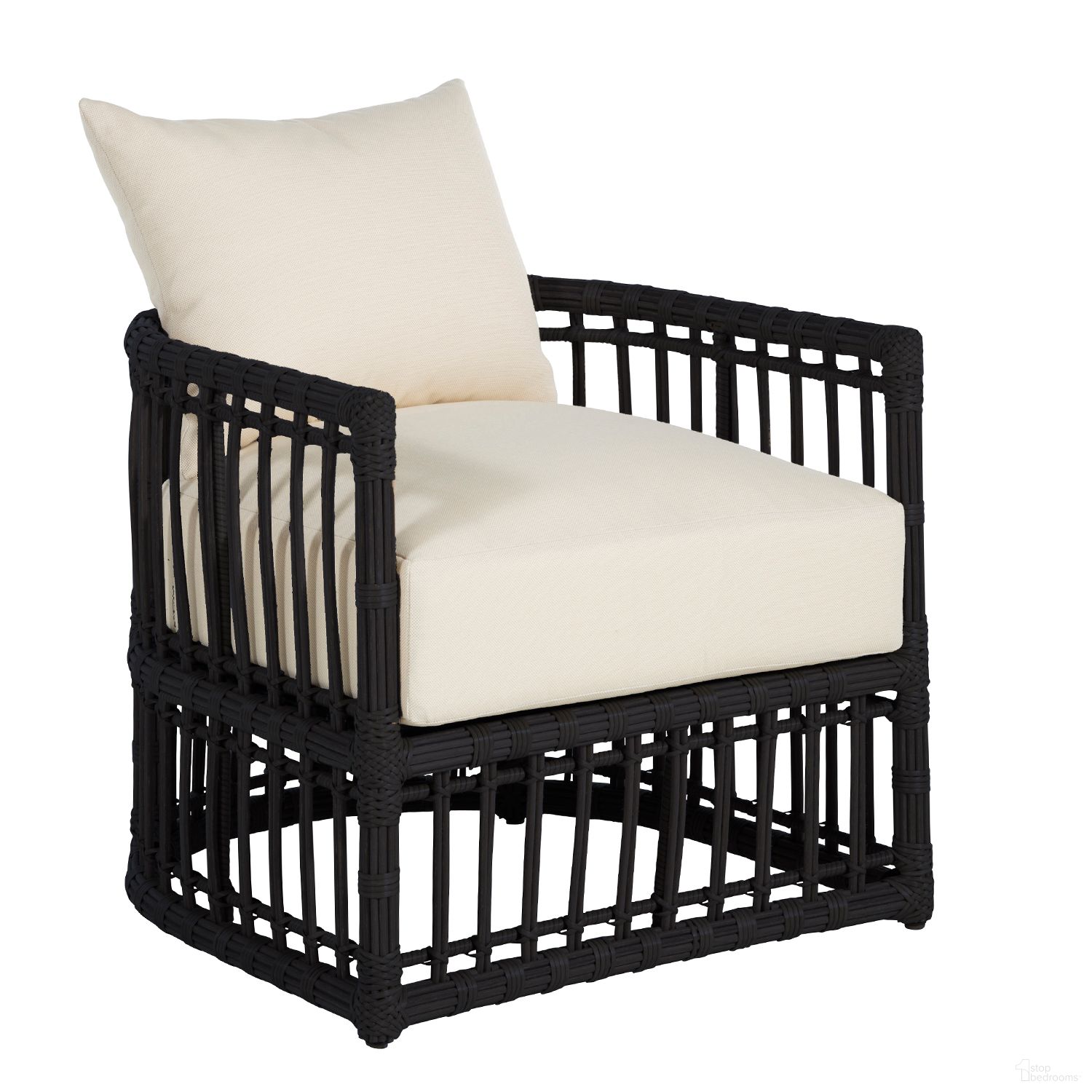 The appearance of Newport Woven Barrel Chair In Linen Snow designed by Summer Classics in the transitional interior design. This linen snow piece of furniture  was selected by 1StopBedrooms from Newport Collection to add a touch of cosiness and style into your home. Sku: 32380+C795P6457N. Material: Wicker.