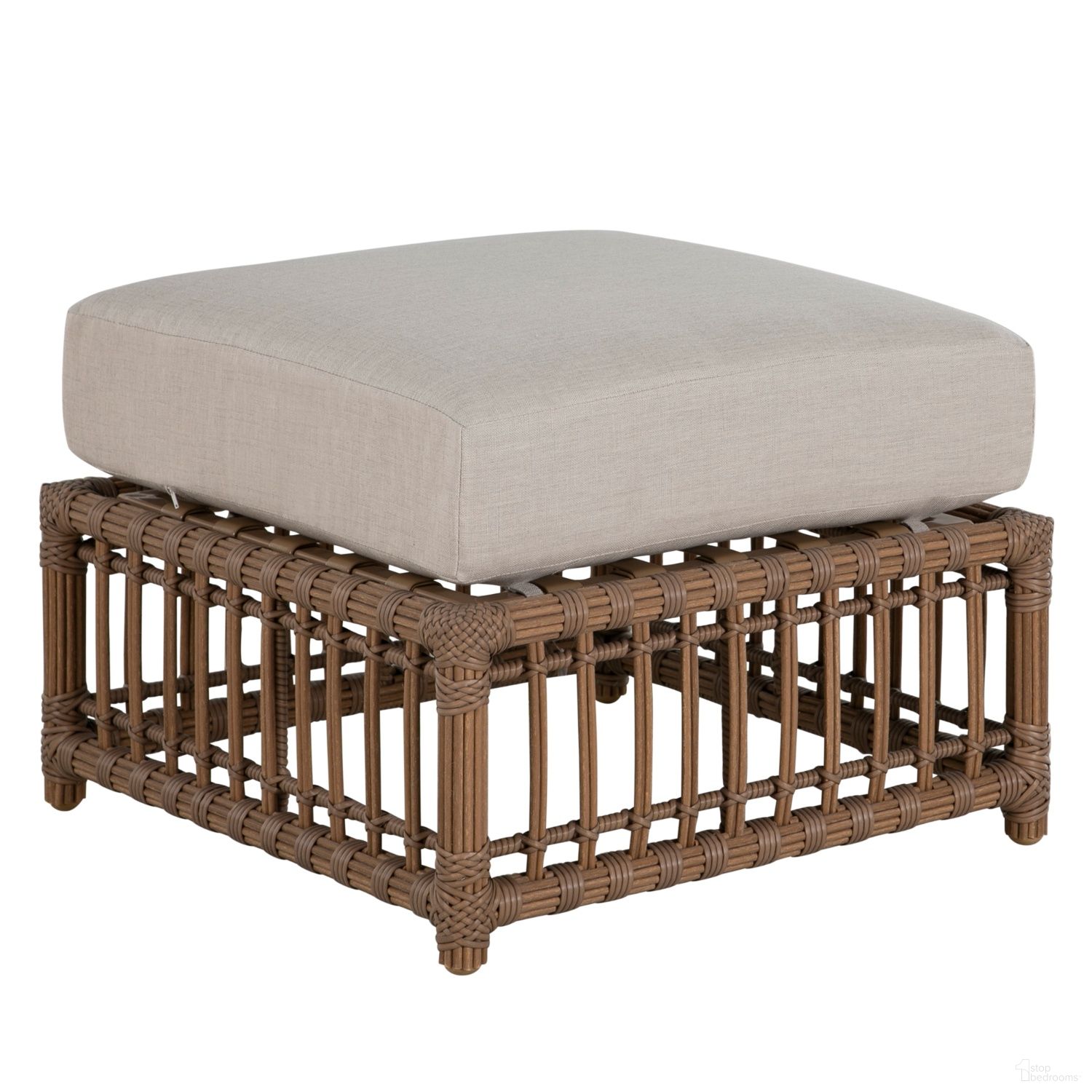 The appearance of Newport Woven Ottoman In Bali Pearl designed by Summer Classics in the transitional interior design. This bali pearl piece of furniture was selected by 1StopBedrooms from Newport Collection to add a touch of cosiness and style into your home. Sku: 323366+C622H4219N. Material: Wicker.