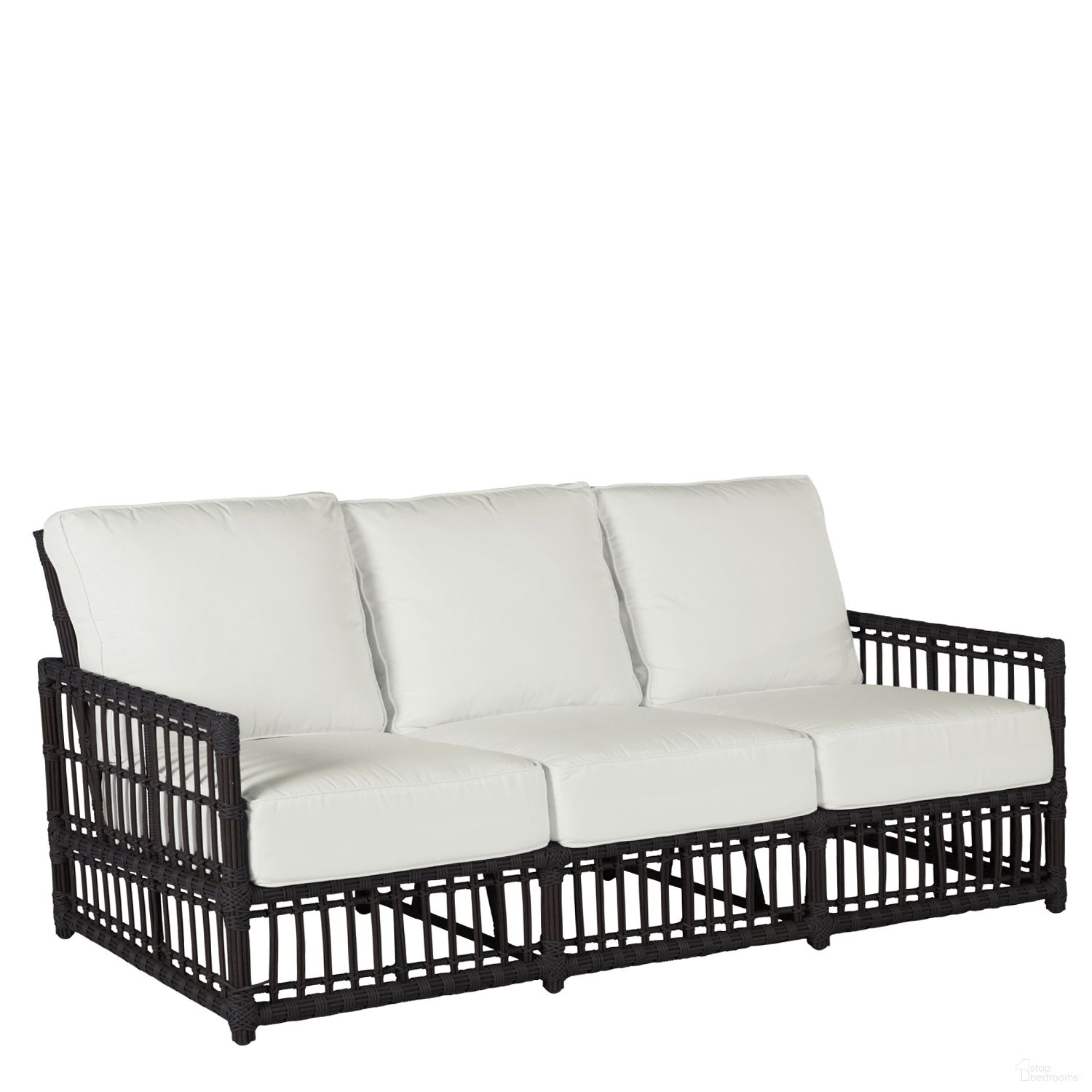 The appearance of Newport Woven Sofa In Linen Dove designed by Summer Classics in the transitional interior design. This linen dove piece of furniture was selected by 1StopBedrooms from Newport Collection to add a touch of cosiness and style into your home. Sku: 32350+C624P6101N. Material: Wicker.