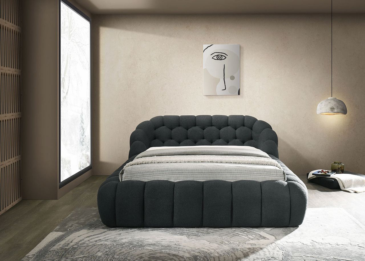 The appearance of Newquay Eastern king Bed In Charcoal designed by Furniture of America in the modern / contemporary interior design. This charcoal piece of furniture was selected by 1StopBedrooms from Newquay Collection to add a touch of cosiness and style into your home. Sku: FM7260BK-EK-R;FM7260BK-K-FB;FM7260BK-K-HB. Bed Size: King. Material: Chenille.