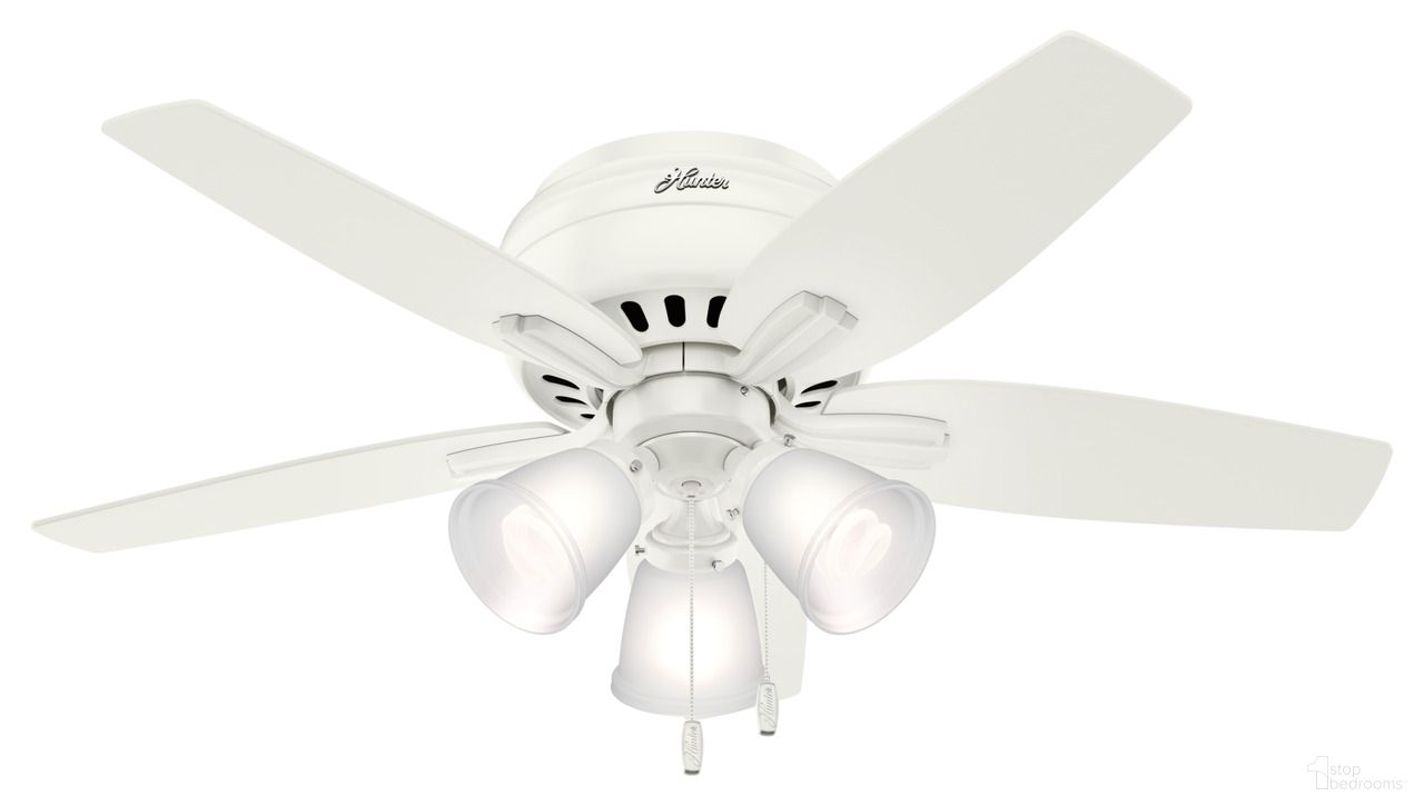 Newsome 42 Inch Low Profile Ceiling Fan with LED Light Kit and Pull Chain In Fresh White
