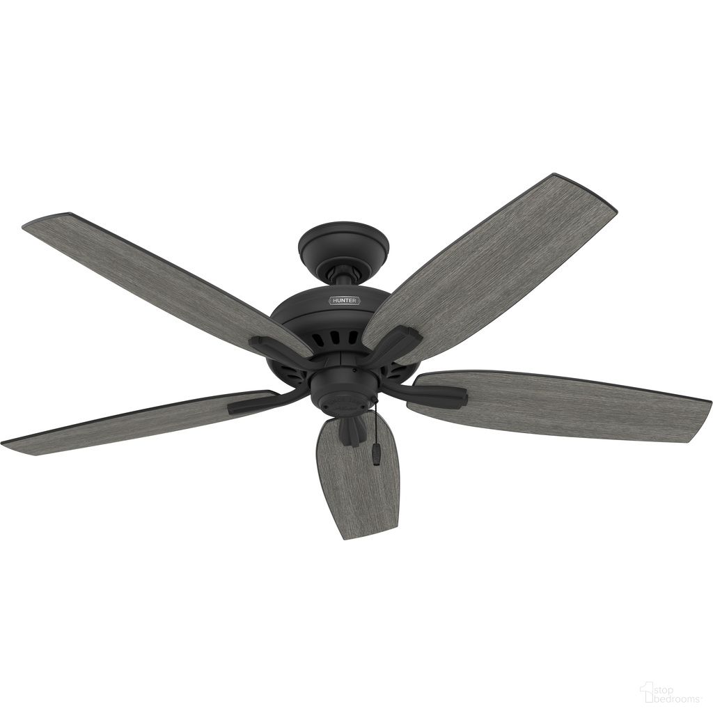 Newsome 52 Inch Ceiling Fan and Pull Chain In Matte Black and Dark Gray Oak