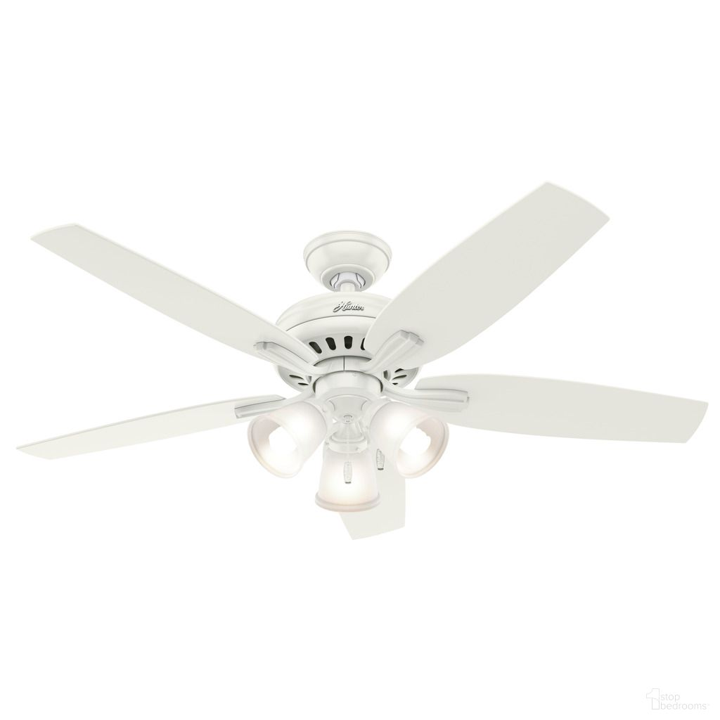 Newsome 52 Inch Ceiling Fan with LED Light Kit and Pull Chain In Fresh White