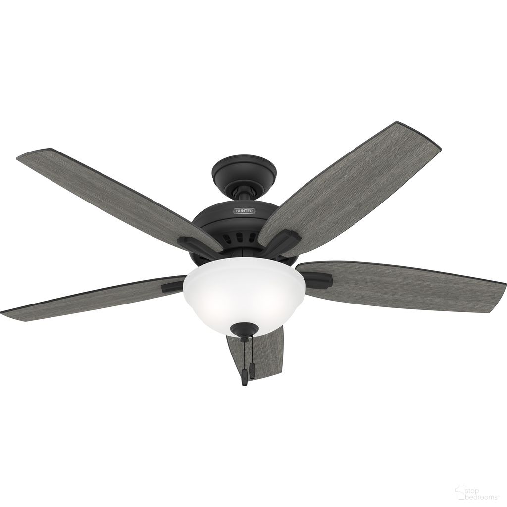 Newsome 52 Inch Ceiling Fan with LED Light Kit and Pull Chain In Matte Black and Dark Gray Oak