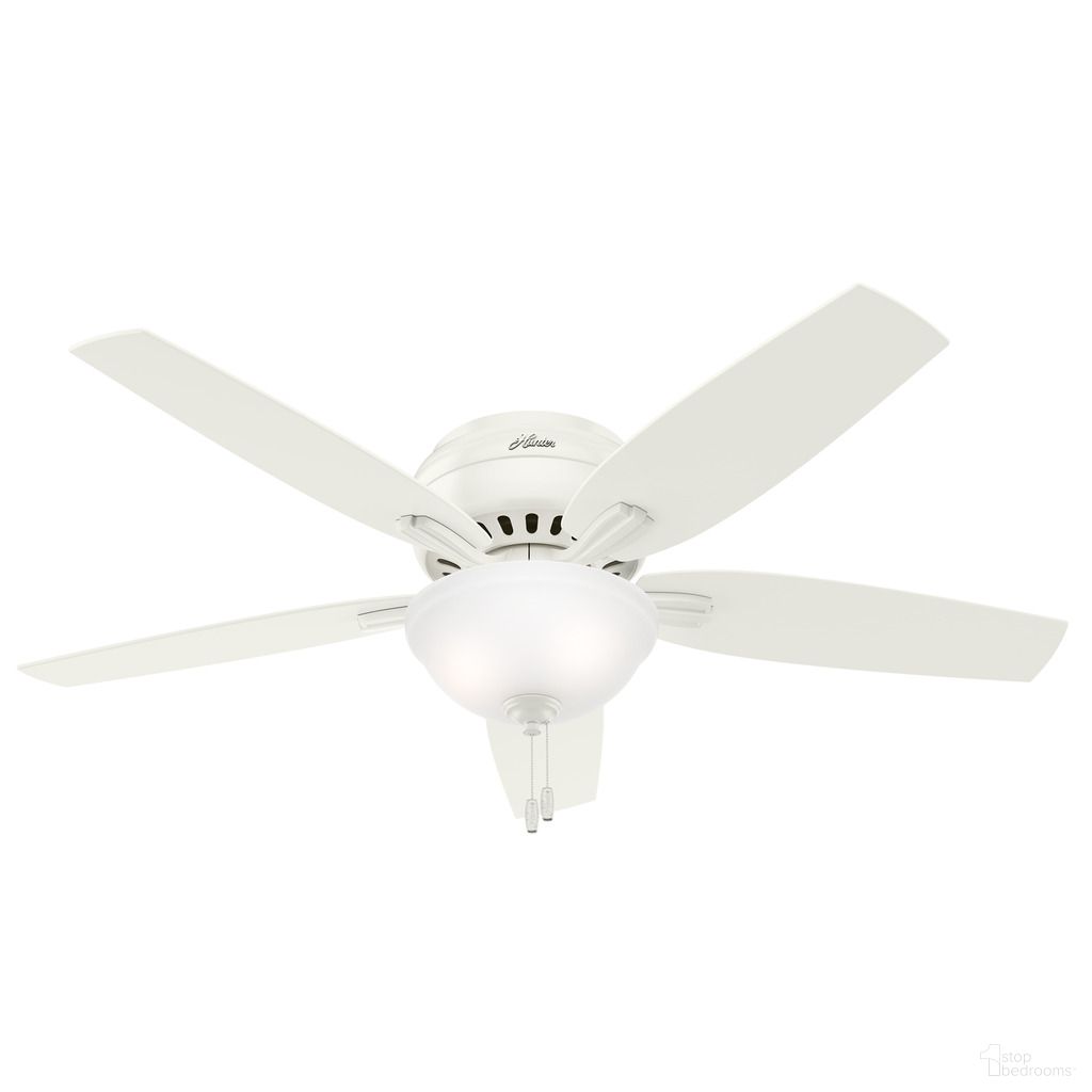 Newsome 52 Inch Low Profile Ceiling Fan with LED Light Kit and Pull Chain In Fresh White