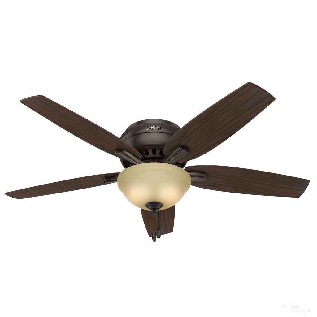 Newsome 52 Inch Low Profile Ceiling Fan with LED Light Kit and Pull Chain In Premier Bronze and Roasted Walnut