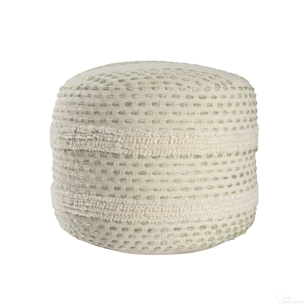 The appearance of Nexro Striped Ombre Flatweave Pouf In White and Sage designed by Rajani Home in the country / farmhouse interior design. This white/sage piece of furniture was selected by 1StopBedrooms from Bova Collection to add a touch of cosiness and style into your home. Sku: 5C740559G03048. Material: Cotton.