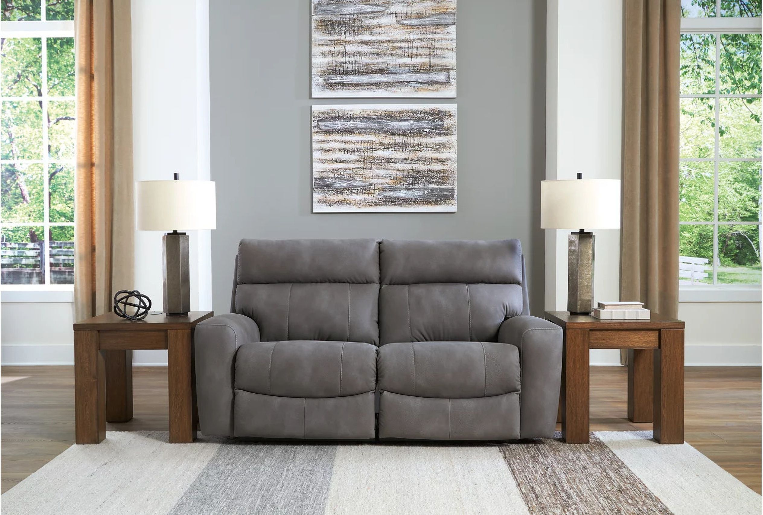 The appearance of Next-Gen DuraPella 2-Piece Power Reclining Sectional Loveseat In Slate designed by Signature Design by Ashley in the modern / contemporary interior design. This slate piece of furniture was selected by 1StopBedrooms from Next-Gen Durapella Collection to add a touch of cosiness and style into your home. Sku: 6100358;6100362. Material: Leather.