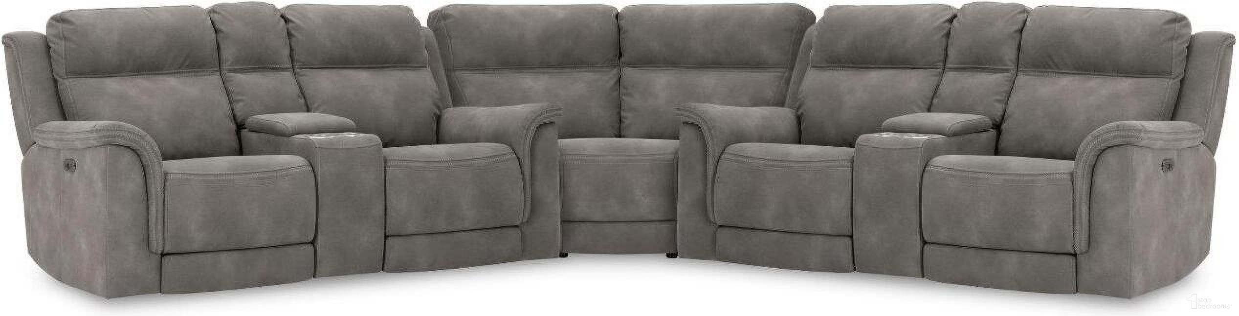 The appearance of Next-Gen Durapella 3-Piece Power Reclining Console Loveseat Sectional In Slate designed by Signature Design by Ashley in the modern / contemporary interior design. This slate piece of furniture was selected by 1StopBedrooms from Next-Gen Durapella Collection to add a touch of cosiness and style into your home. Sku: 5930118;5930118;5930177. Material: Leather. Layout: L-Shape.