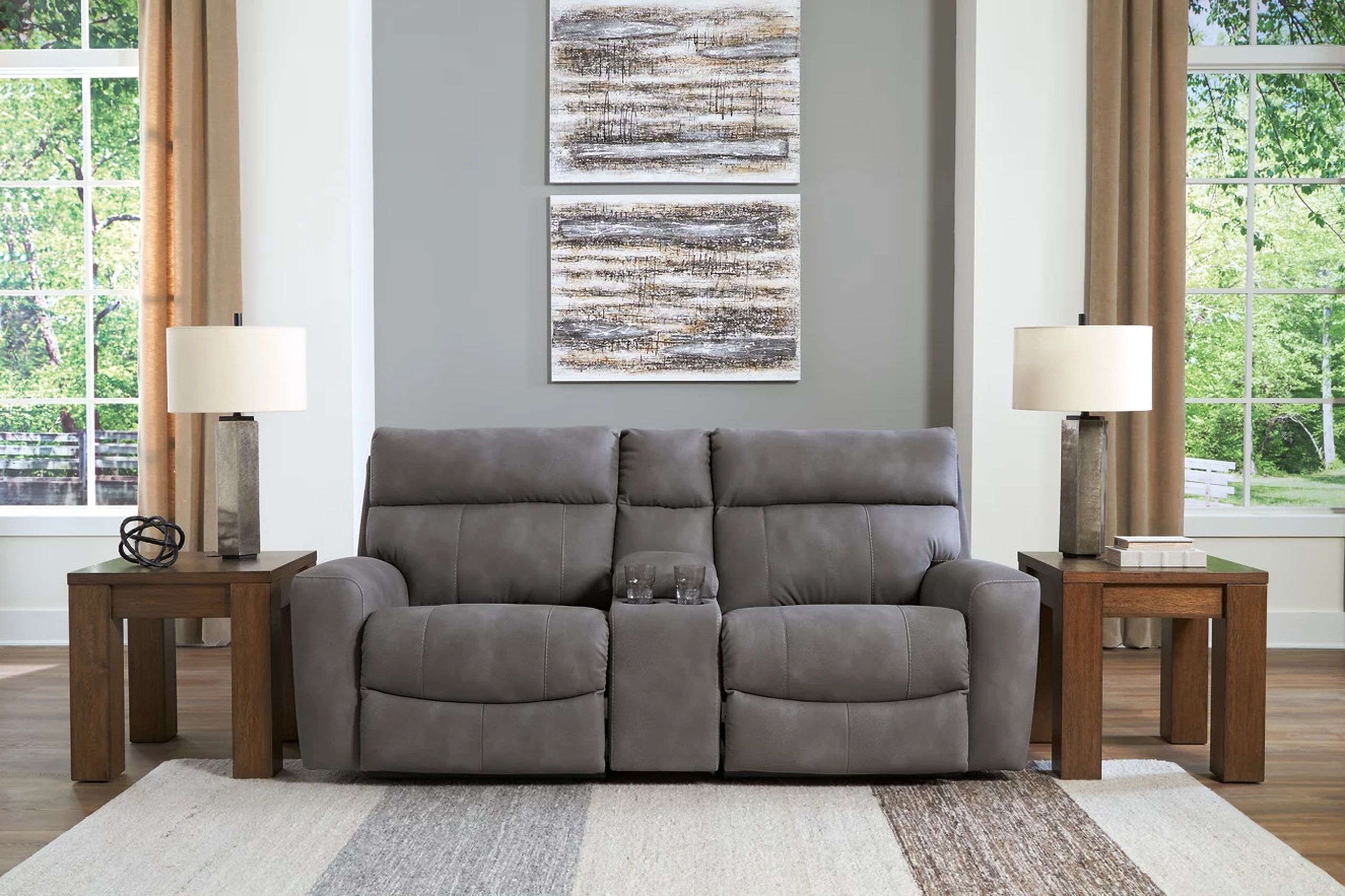 The appearance of Next-Gen DuraPella 3-Piece Power Reclining Sectional Sofa In Slate designed by Signature Design by Ashley in the modern / contemporary interior design. This slate piece of furniture was selected by 1StopBedrooms from Next-Gen Durapella Collection to add a touch of cosiness and style into your home. Sku: 6100358;6100357;6100362. Material: Leather.