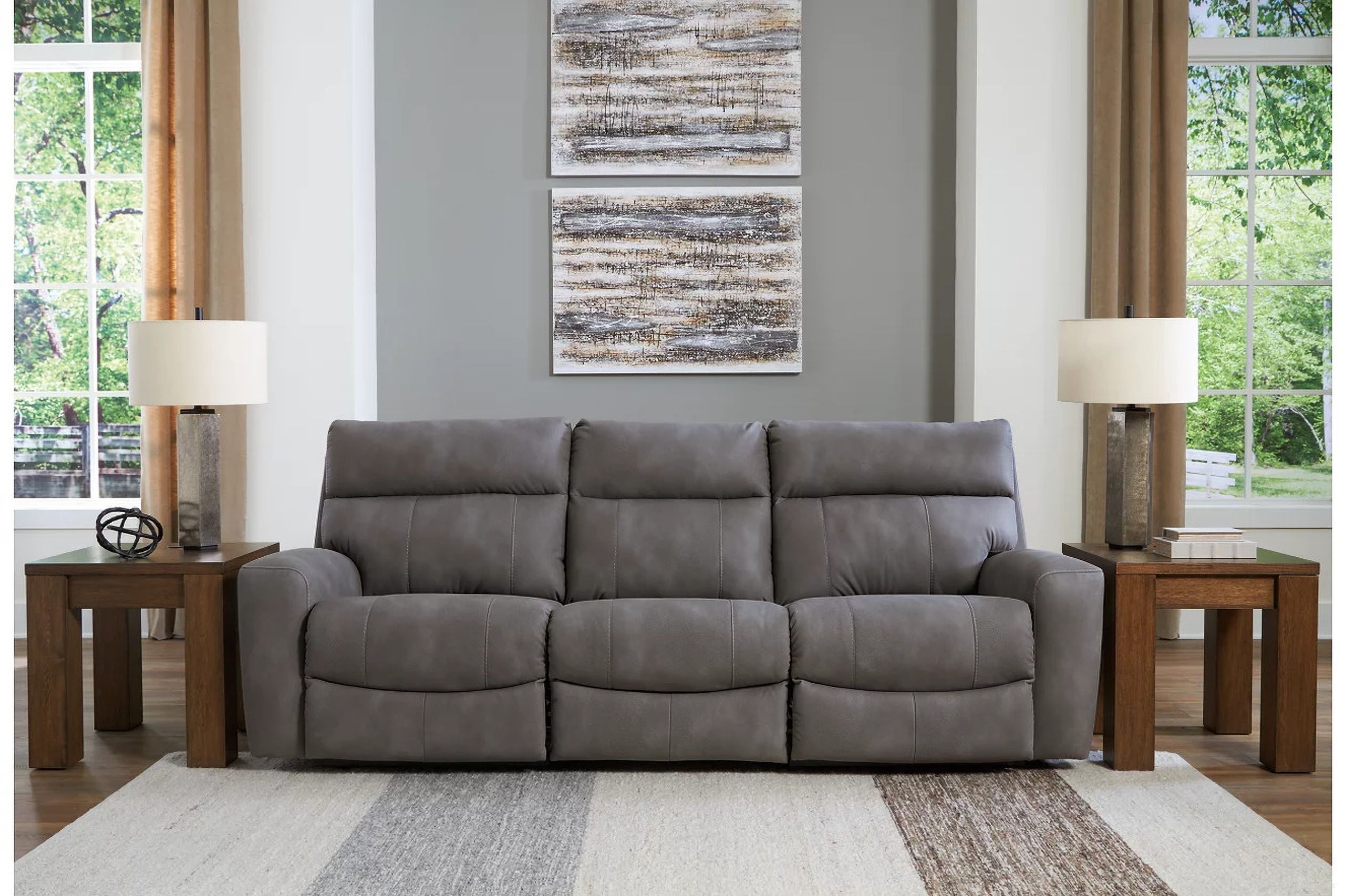 The appearance of Next-Gen DuraPella 3-Piece Power Reclining Sectional Sofa In Slate designed by Signature Design by Ashley in the modern / contemporary interior design. This slate piece of furniture was selected by 1StopBedrooms from Next-Gen Durapella Collection to add a touch of cosiness and style into your home. Sku: 6100358;6100346;6100362. Material: Leather.