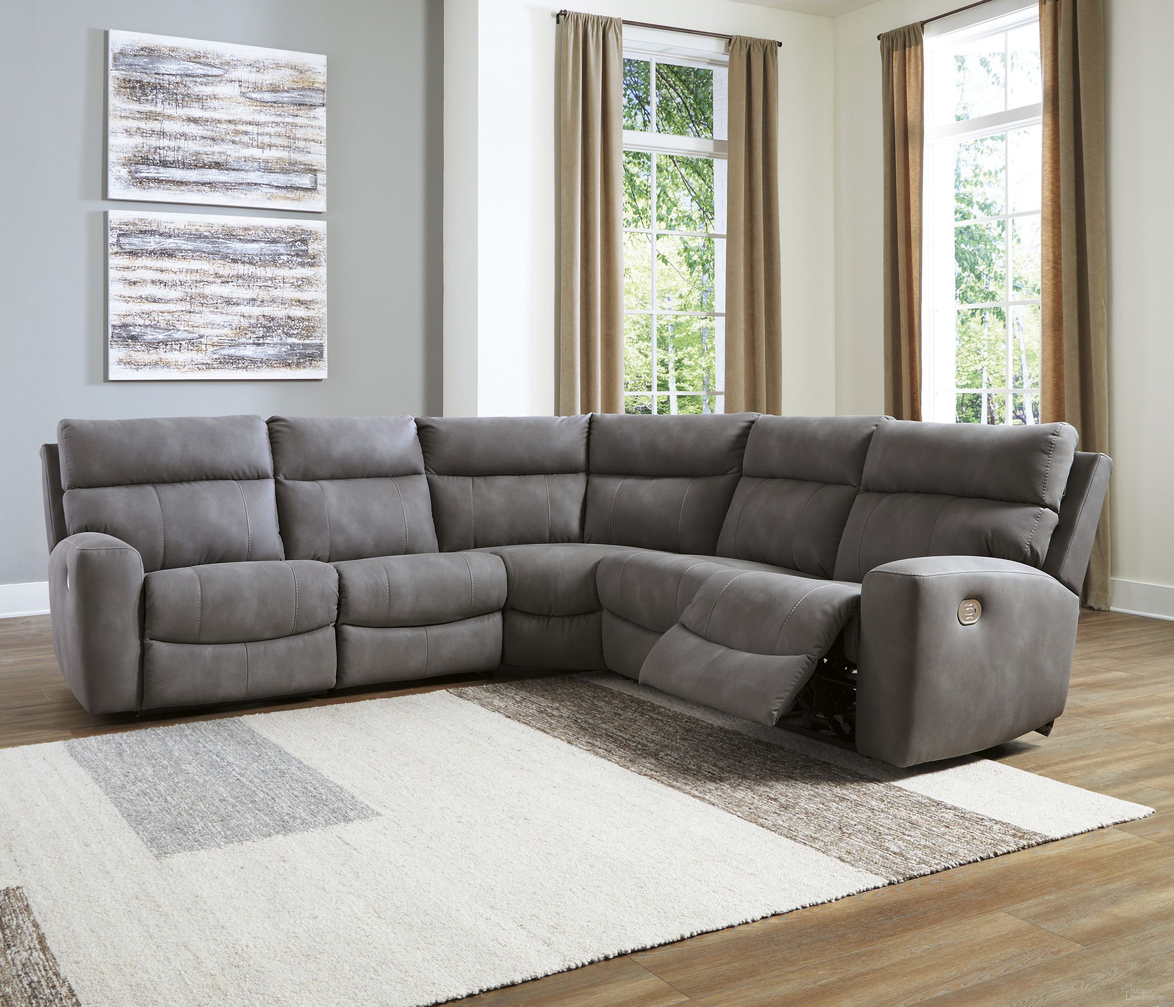 Next-Gen DuraPella 5-Piece Power Reclining Sectional In Slate