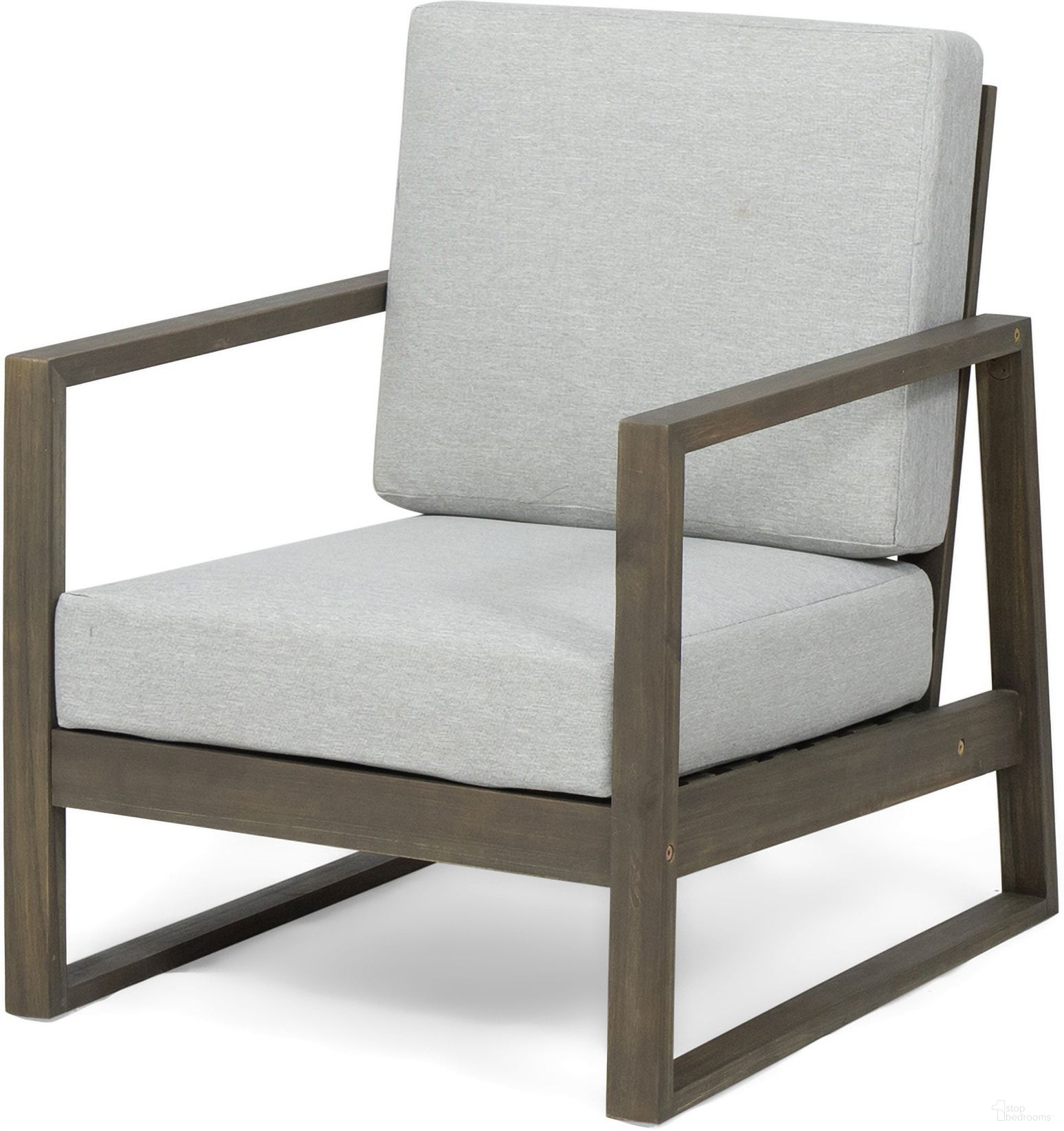Nexusia Outdoor Acacia Wood Club Chair with Slat Design In Grey