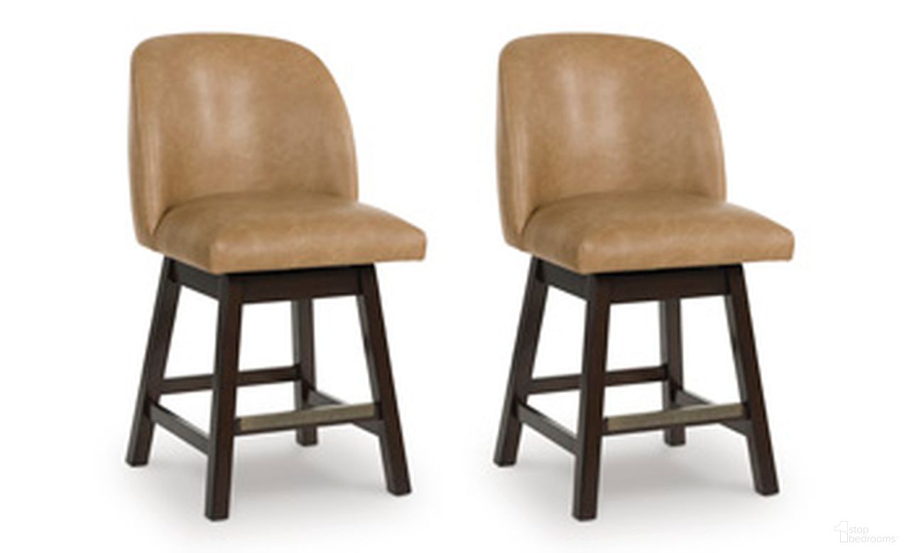 The appearance of Neymorton Counter Height Barstool Set of 2 In Brown designed by Signature Design by Ashley in the modern / contemporary interior design. This brown piece of furniture was selected by 1StopBedrooms from Neymorton Collection to add a touch of cosiness and style into your home. Sku: D618-324. Material: Leather Match.