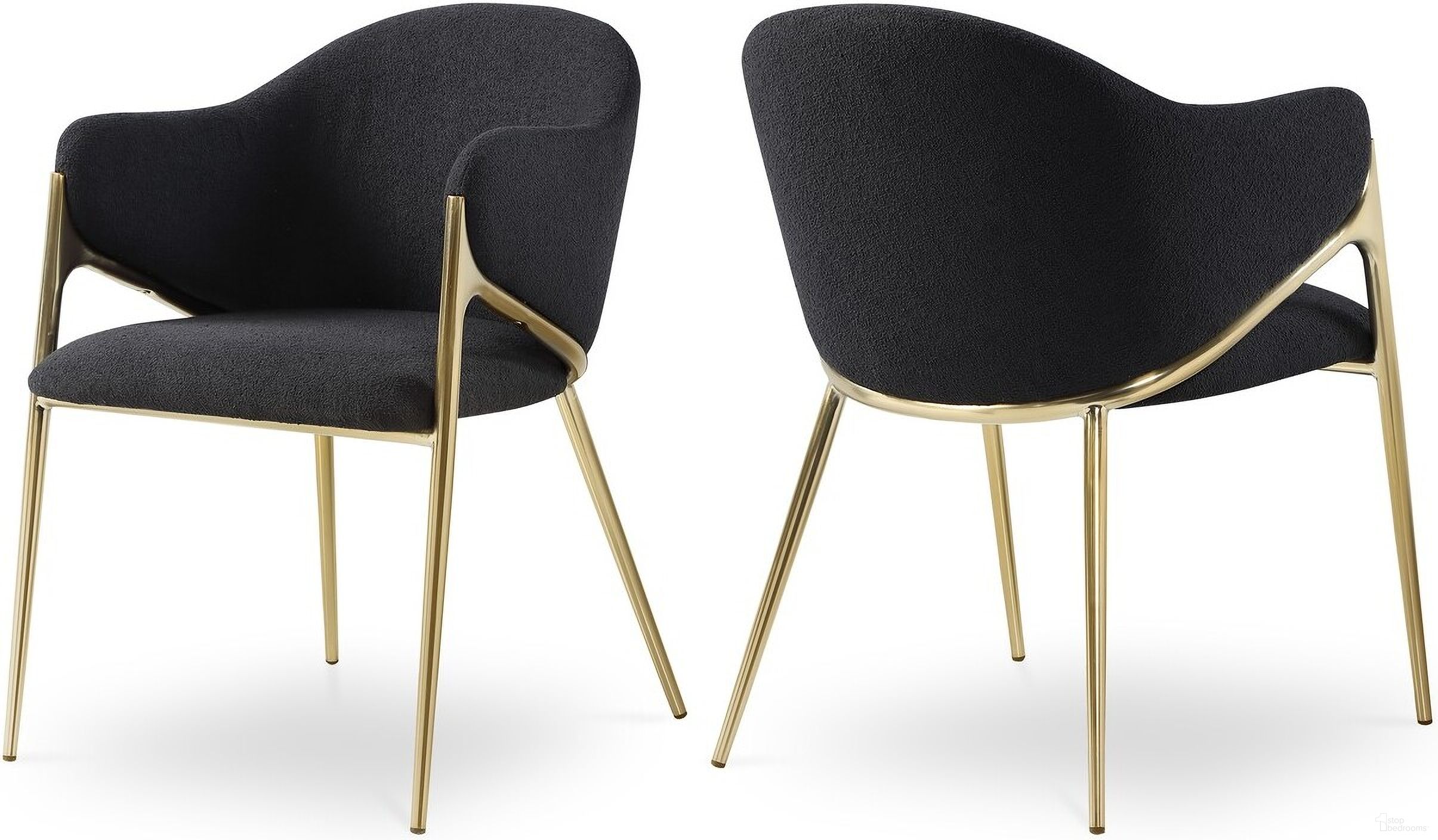 Nial Boucle Fabric Dining Chair Set of 2 In Black
