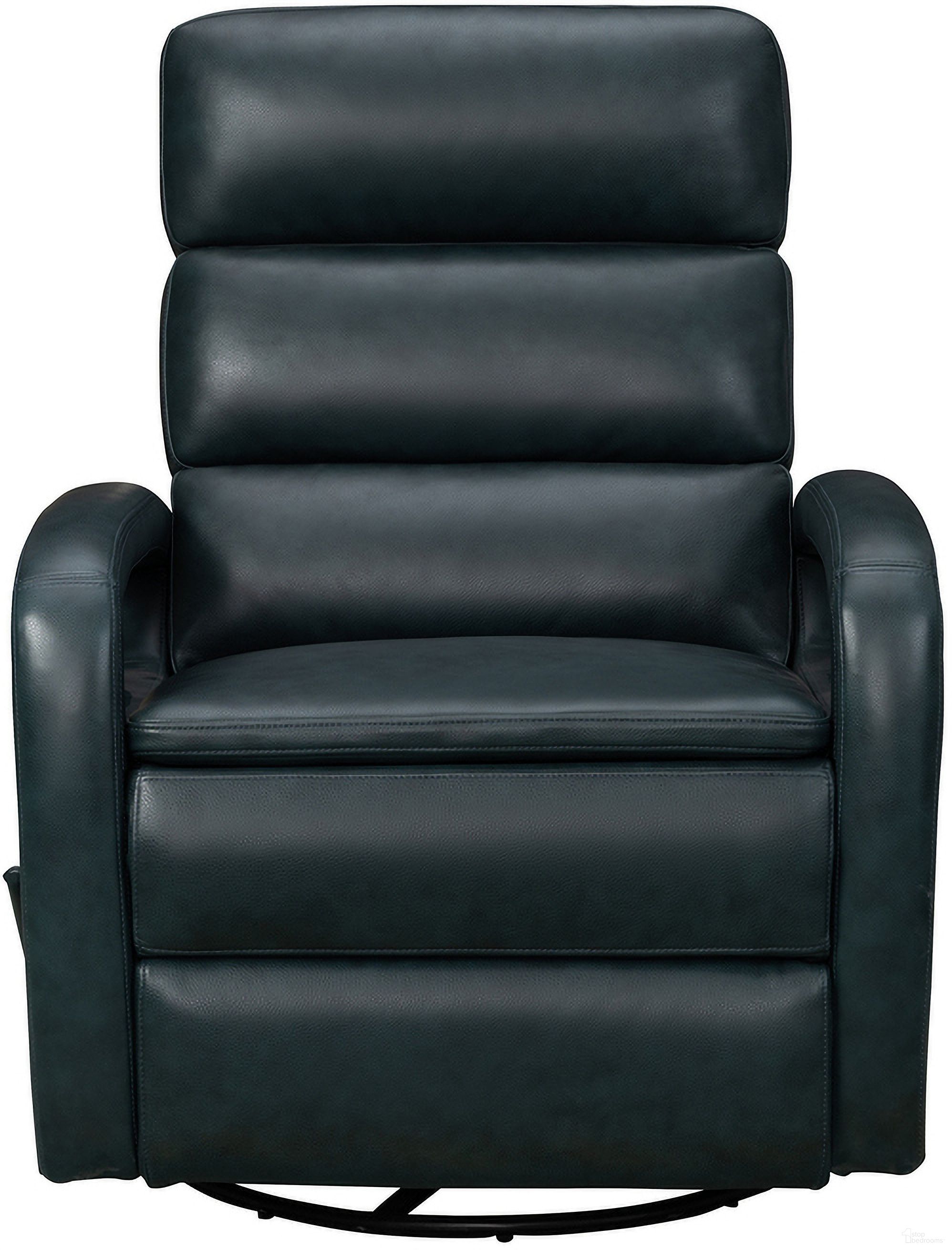 The appearance of Nick Recliner Swivel Glider In Ryegate Sapphire Blue designed by BarcaLounger in the modern / contemporary interior design. This ryegate sapphire blue piece of furniture  was selected by 1StopBedrooms from Nick Collection to add a touch of cosiness and style into your home. Sku: 81484370645. Material: Leather.