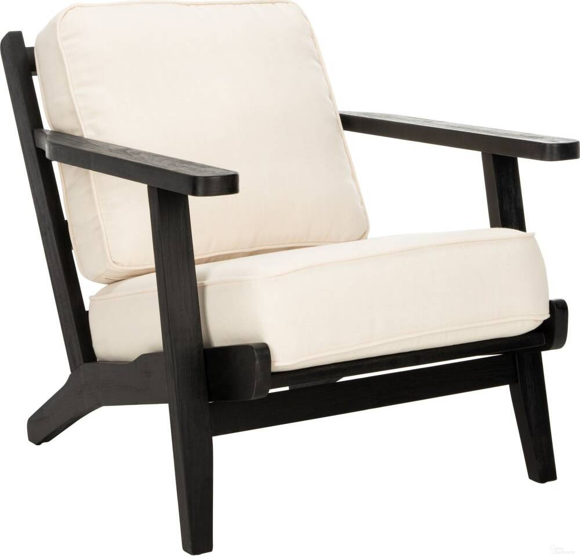 The appearance of Nico Bone White and Black Mid Century Accent Chair designed by Safavieh in the transitional interior design. This black piece of furniture was selected by 1StopBedrooms from Nico Collection to add a touch of cosiness and style into your home. Sku: ACH4501A. Material: Wood.