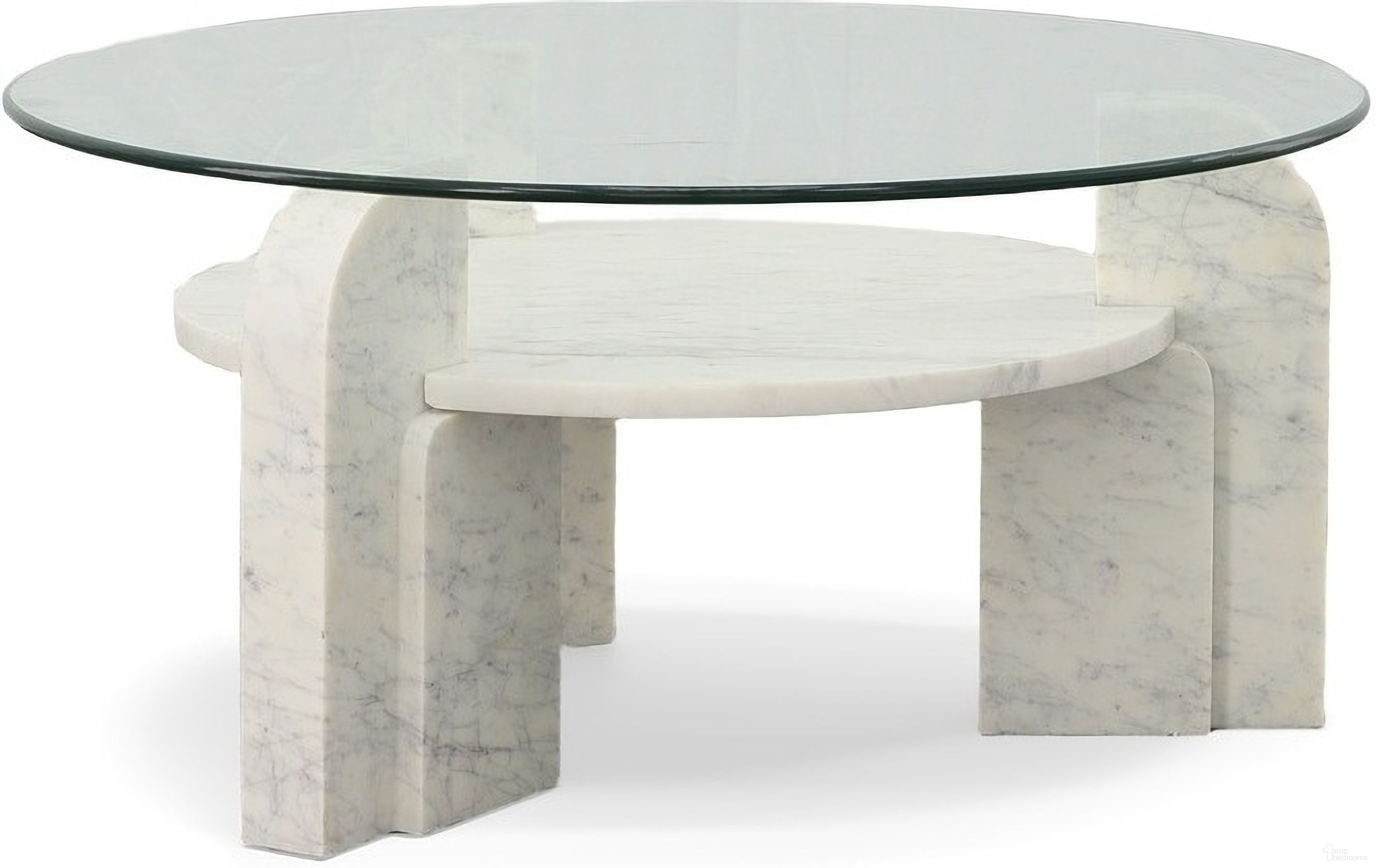 The appearance of Nico Coffee Table with Glass Top In White and Grey designed by Century Furniture in the modern / contemporary interior design. This white/grey piece of furniture  was selected by 1StopBedrooms from Grand Tour Furniture Collection to add a touch of cosiness and style into your home. Sku: SF6077-1;SF6077-3. Material: Marble.