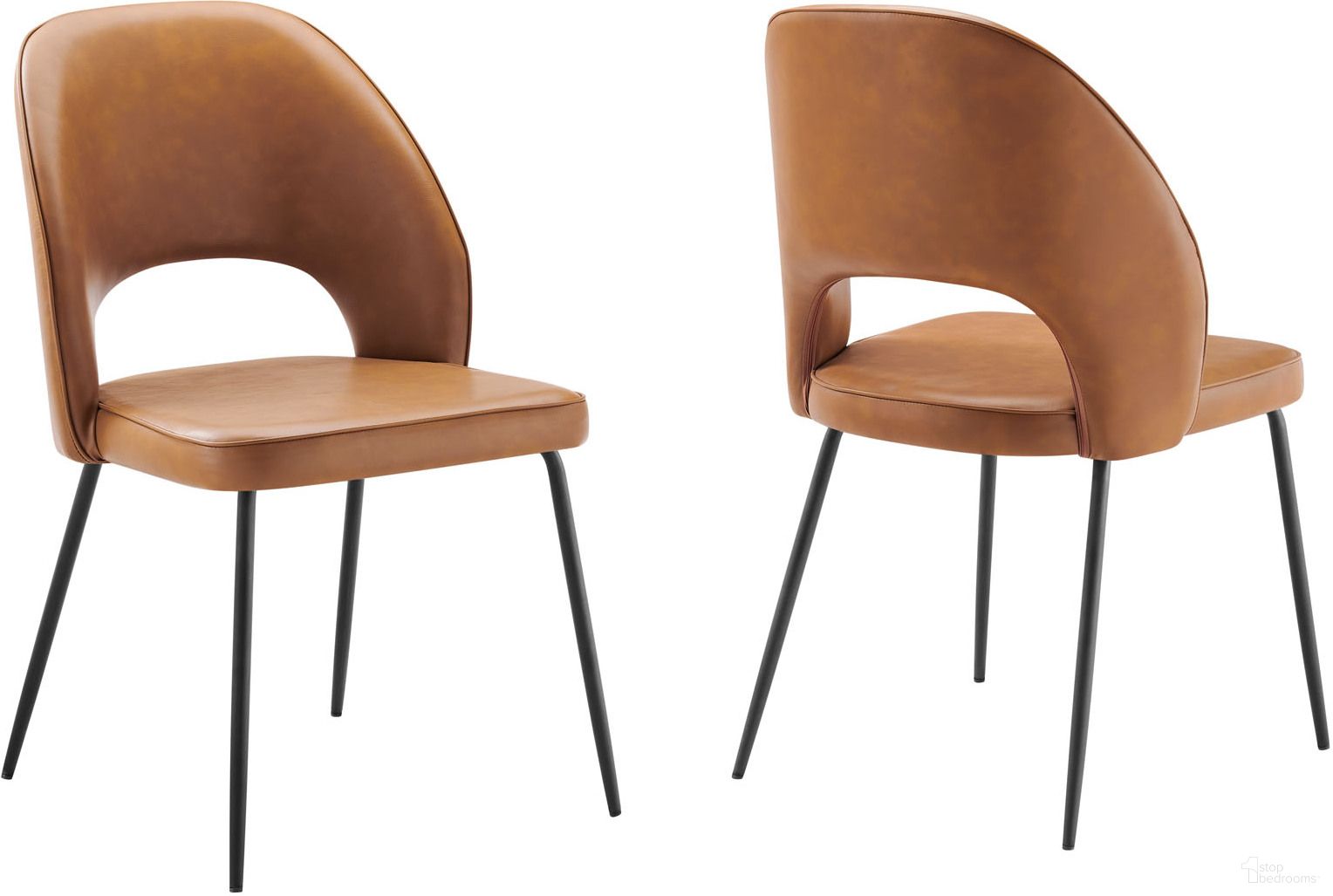 Nico Vegan Leather Dining Chair Set Of 2 In Black Tan