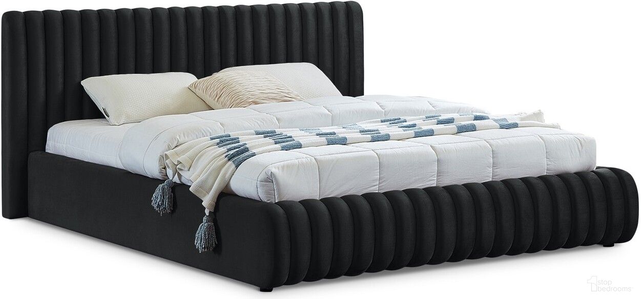 Nico Velvet Queen Bed In Black