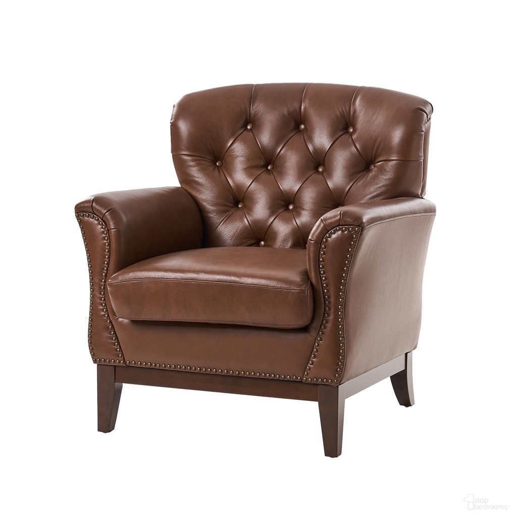 Nicole Traditional Genuine Leather Chair In Brown
