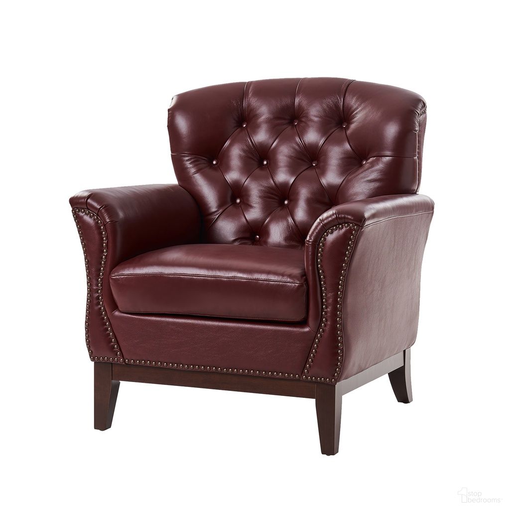 The appearance of Nicole Traditional Genuine Leather Chair In Burgundy designed by Karat Home in the traditional interior design. This burgundy piece of furniture was selected by 1StopBedrooms from Nicole Collection to add a touch of cosiness and style into your home. Sku: CHLB1005-BGD. Material: Genuine Leather.
