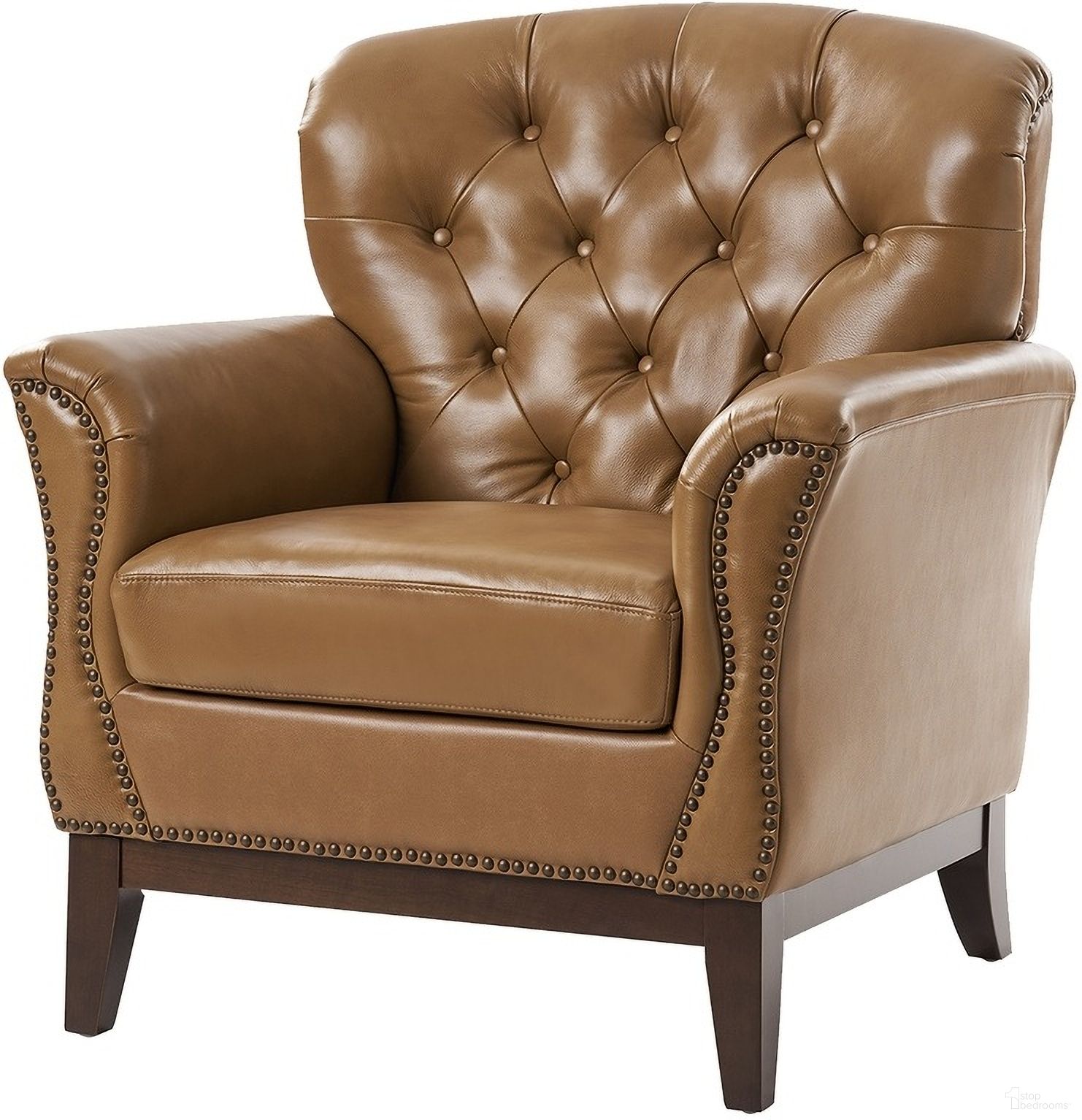 Nicole Traditional Genuine Leather Chair In Camel