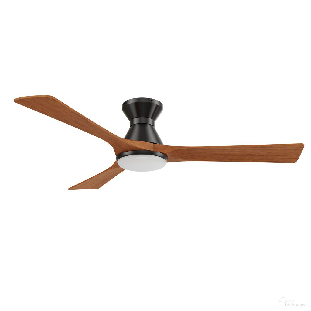 Nicolet 52 Inch 3-Blade Flush Mount Smart Ceiling Fan with LED Light and Remote In Black and Antique Walnut