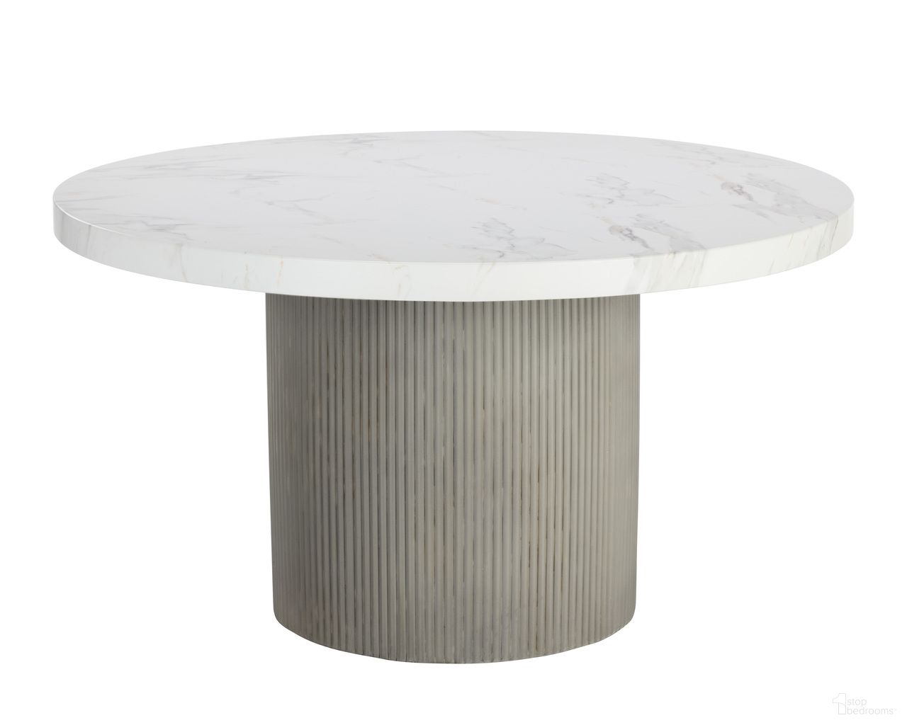 Nicolette 55 Inch Marble Look Dining Table In Light Grey