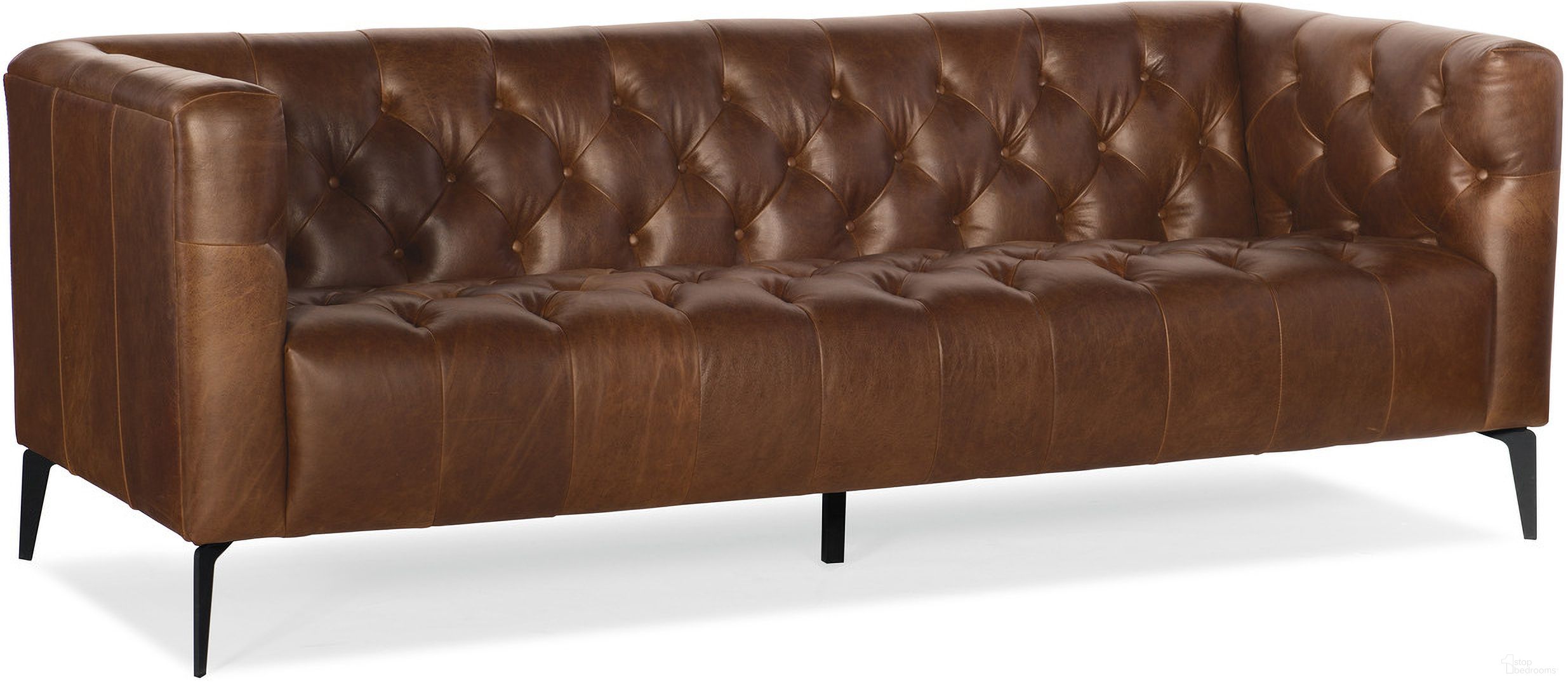 The appearance of SS Nicolla Brown Leather Sofa designed by Hooker in the traditional interior design. This brown leather piece of furniture was selected by 1StopBedrooms from SS Collection to add a touch of cosiness and style into your home. Sku: SS637-03-089. Material: Leather.