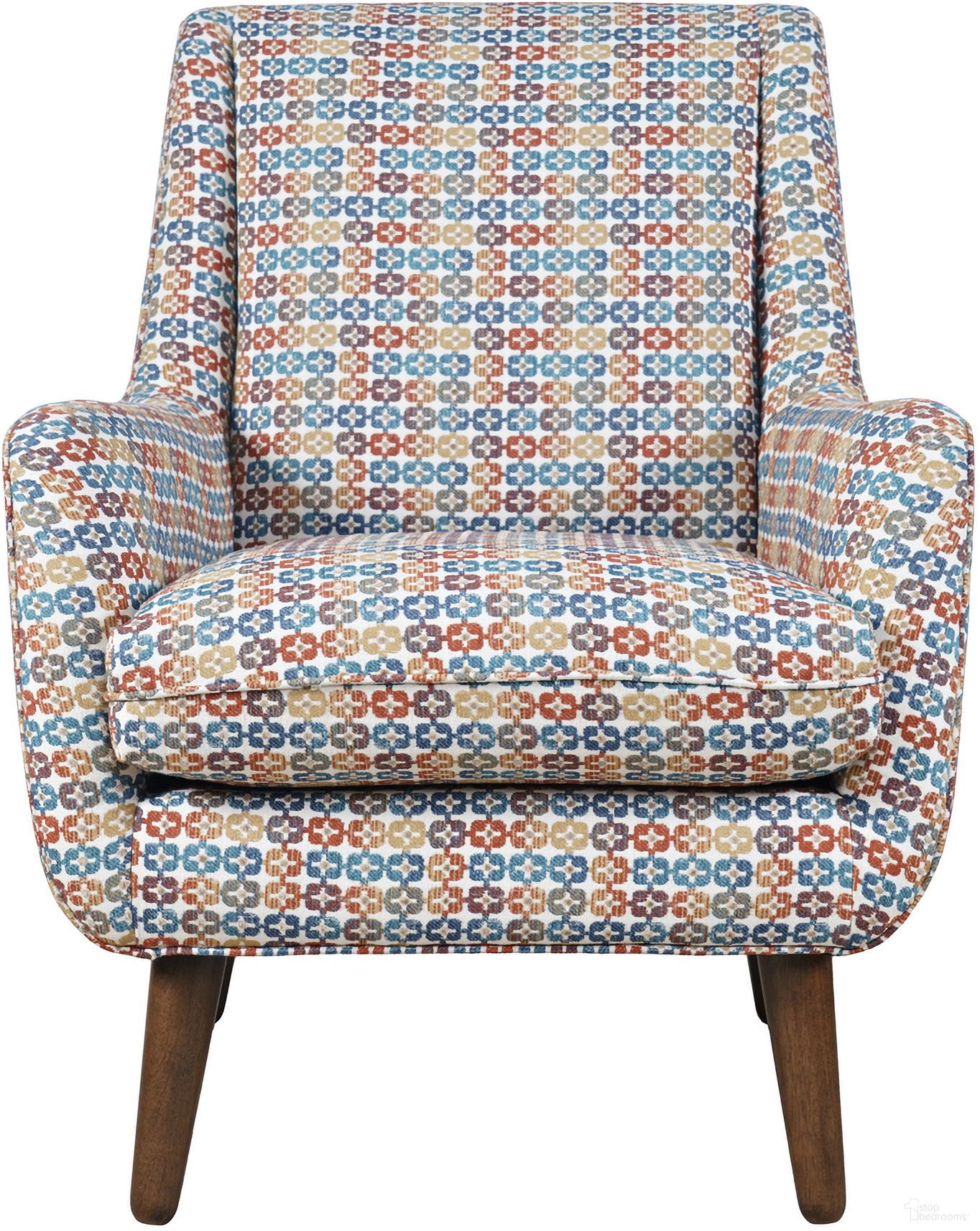 Nielsen Upholstered Retro Geometric Fabric Accent Chair In Blue and Multicolor