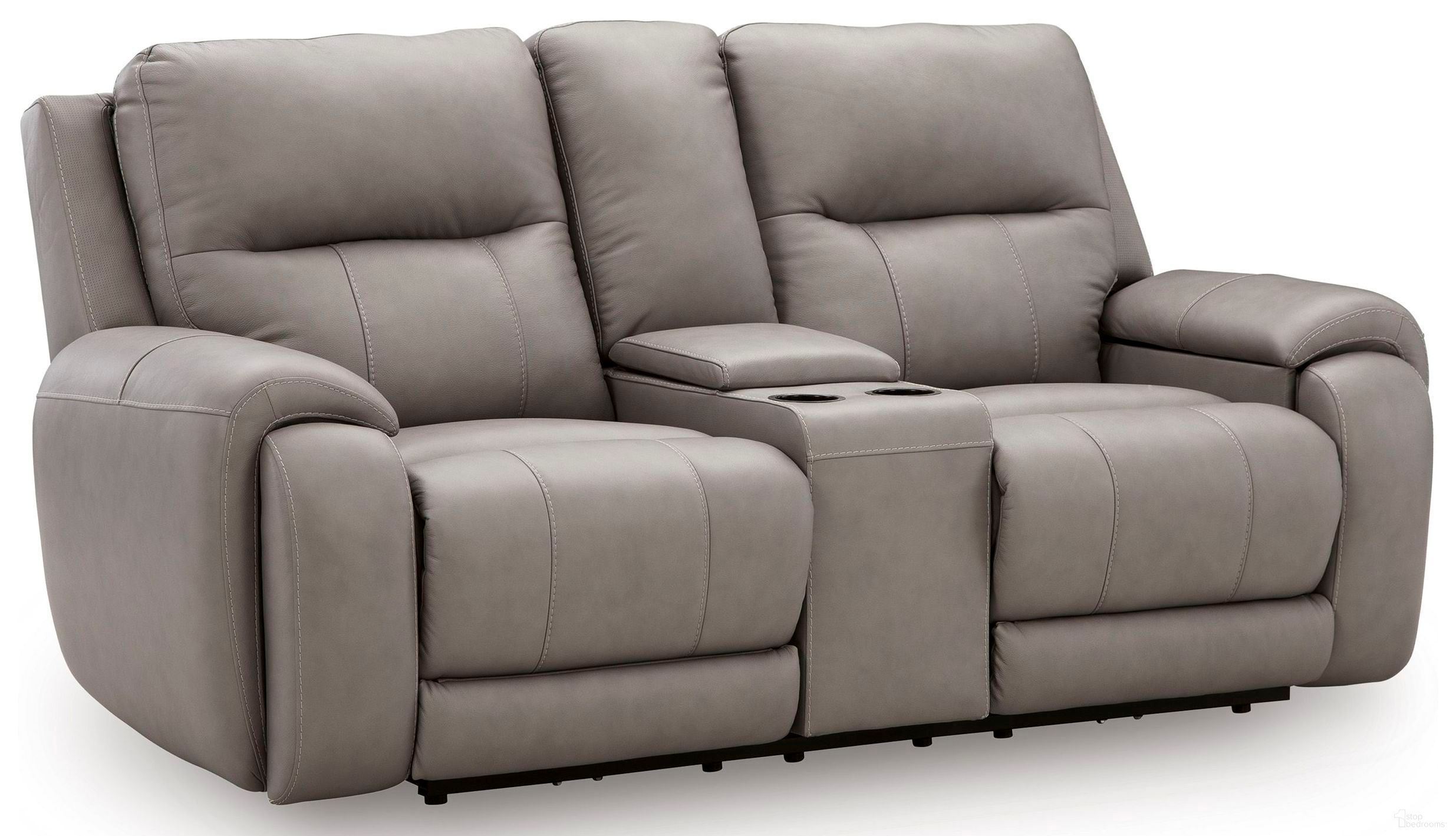 Nightfall Mania Power Reclining Loveseat with Audio Seating In Ash