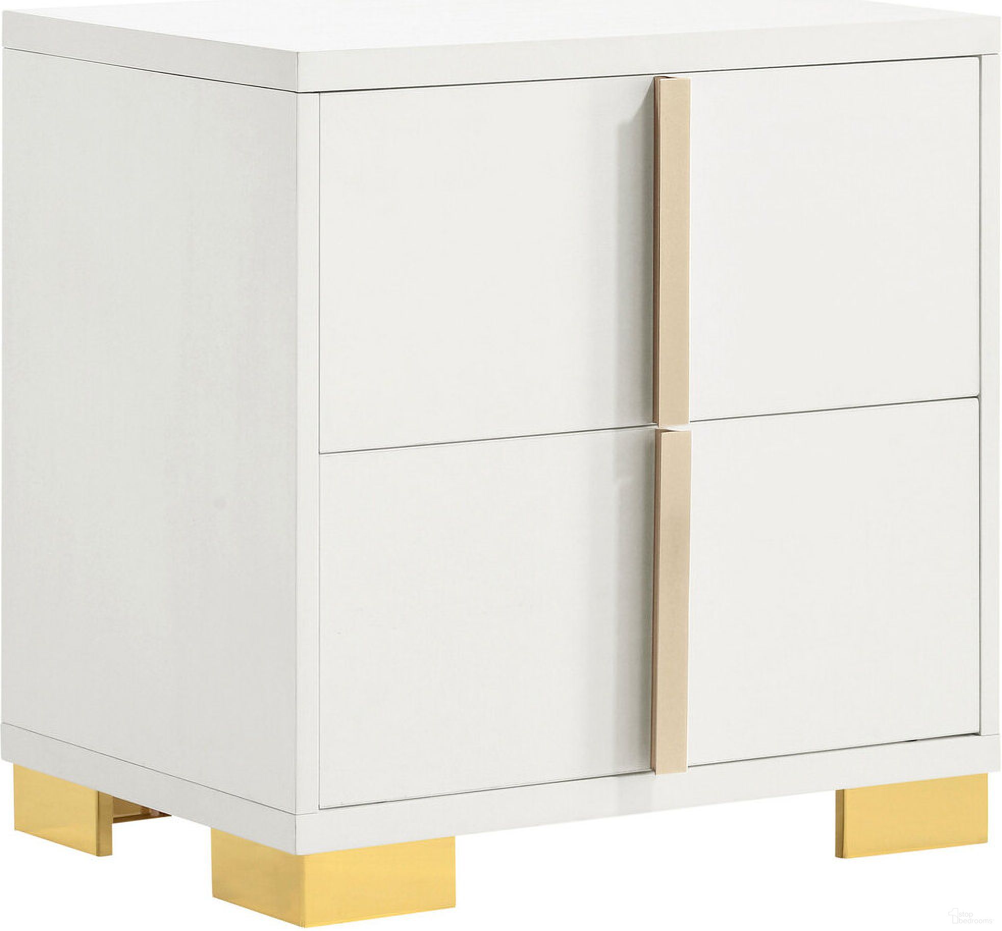 The appearance of Marceline 2-drawer Nightstand White designed by Coaster in the modern / contemporary interior design. This white piece of furniture  was selected by 1StopBedrooms from Marceline Collection to add a touch of cosiness and style into your home. Sku: 222932. Material: Wood.