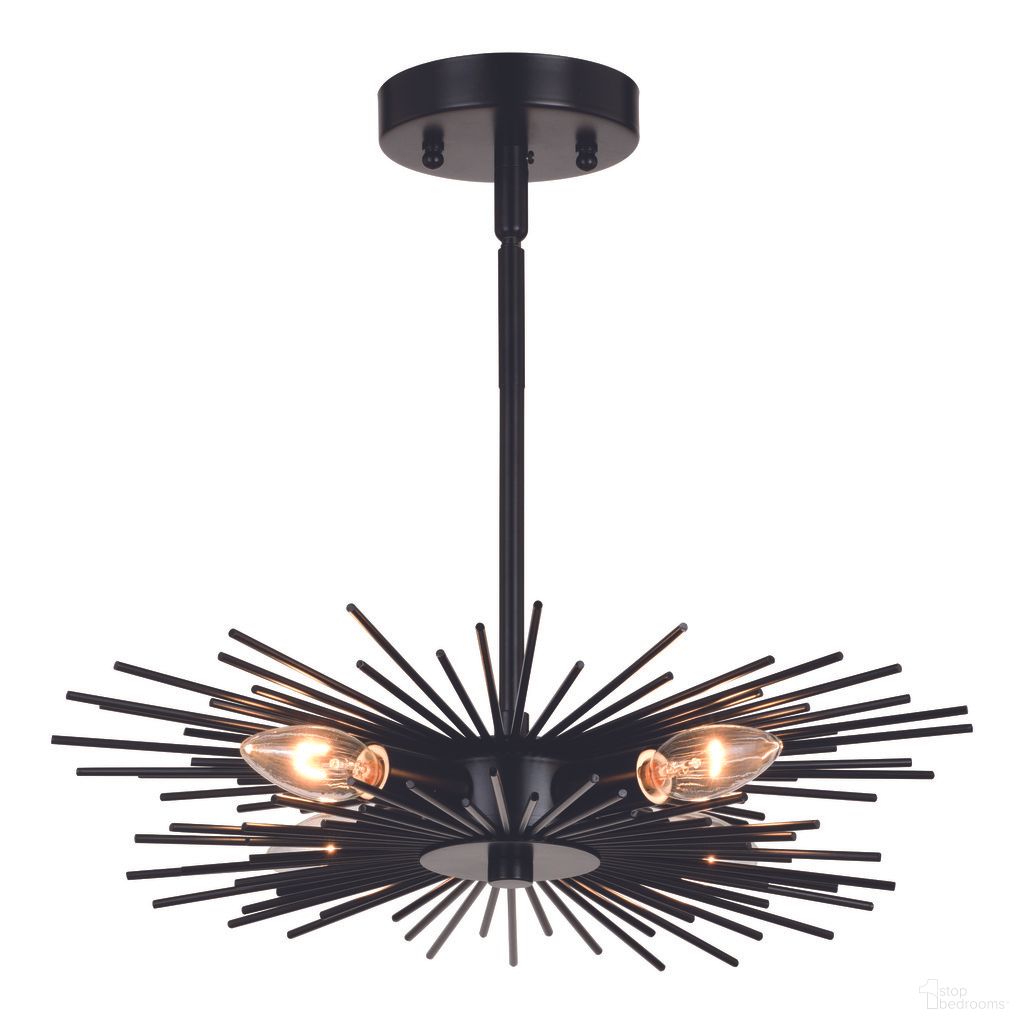 The appearance of Nikko 16 Inch 4 Light Semi-Flush Mount In Matte Black designed by Vaxcel in the transitional interior design. This matte black piece of furniture was selected by 1StopBedrooms from Nikko Collection to add a touch of cosiness and style into your home. Sku: C0259. Material: Steel.