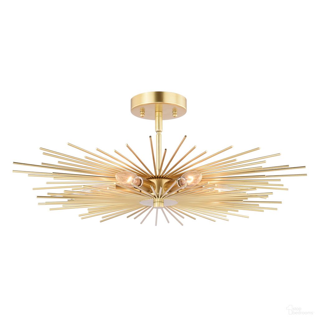 The appearance of Nikko 24 Inch Semi Flush Ceiling Light In Gold designed by Vaxcel in the transitional interior design. This gold piece of furniture was selected by 1StopBedrooms from Nikko Collection to add a touch of cosiness and style into your home. Sku: C0228. Material: Steel.