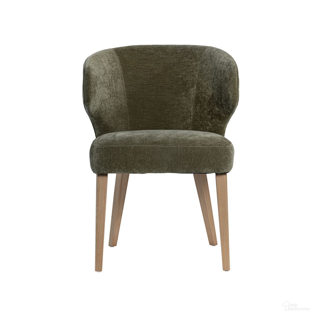 The appearance of Niles Wingback Dining Chair with Fabric Seat and Wooden Legs In Olive and Brown designed by Mercana in the traditional interior design. This olive and brown piece of furniture  was selected by 1StopBedrooms from Niles Collection to add a touch of cosiness and style into your home. Sku: 71277. Material: Fabric. Chair Type: Arm Chair.