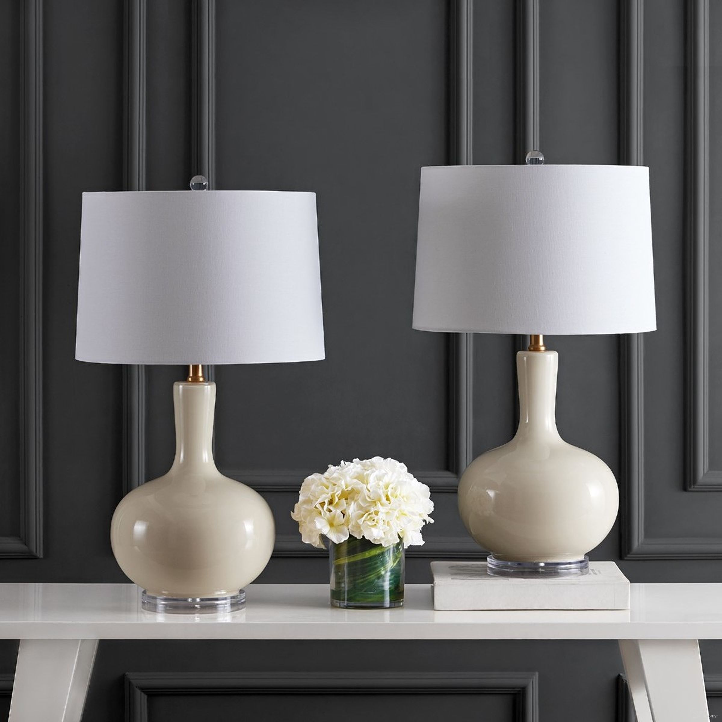 Nilla Cream and Clear Table Lamp Set of 2