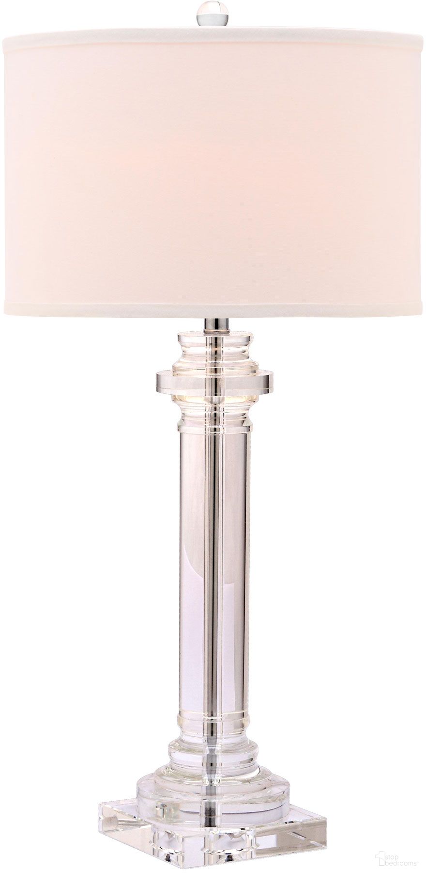 The appearance of Nina 30 Inch Crystal Column Lamp with Off-White Shade designed by Safavieh in the modern / contemporary interior design. This clear piece of furniture  was selected by 1StopBedrooms from Safavieh LIT Collection to add a touch of cosiness and style into your home. Sku: LIT4166A. Material: Chrome.