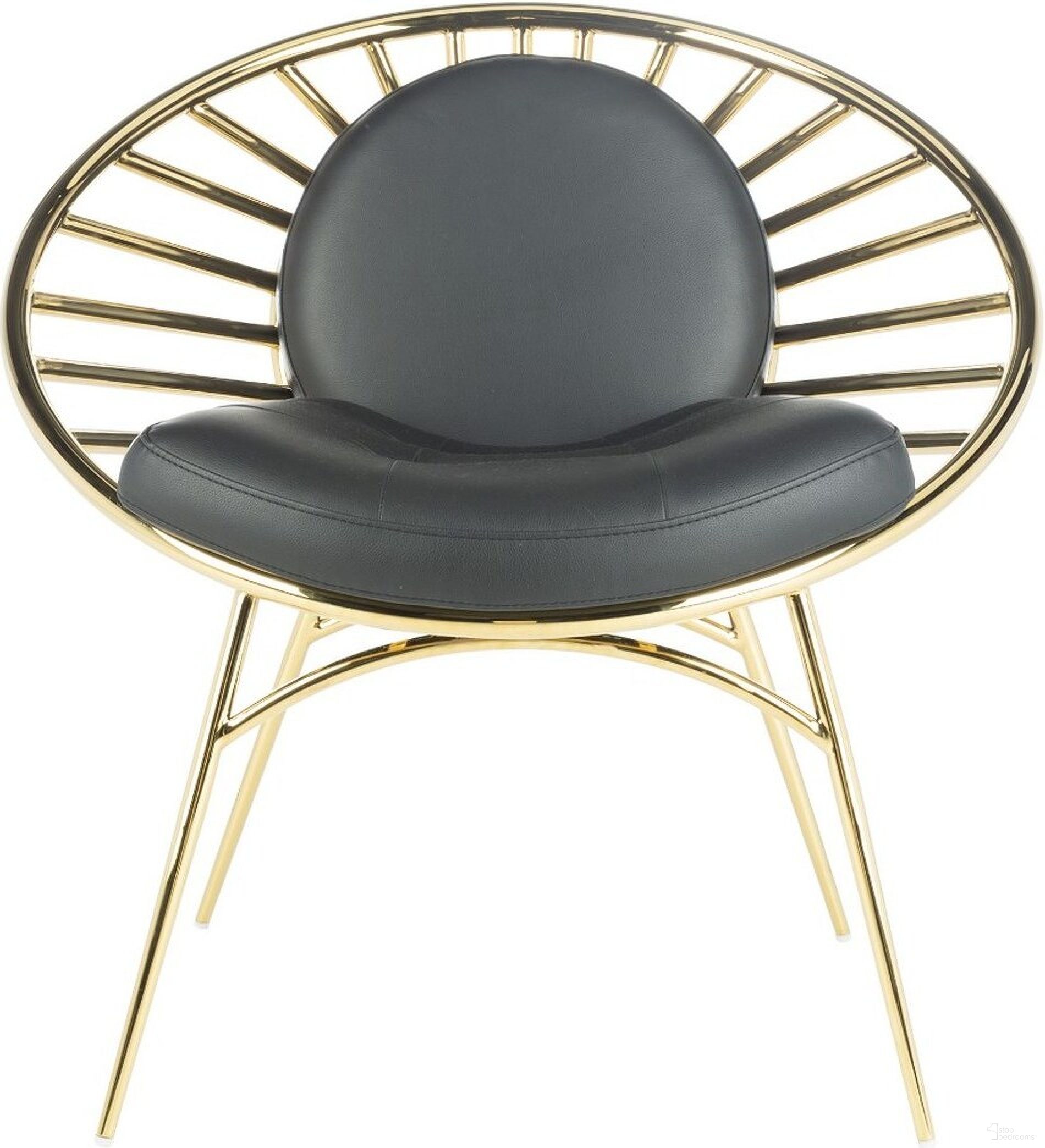 The appearance of Nina Hoop Chair In Black and Gold designed by Safavieh Couture in the modern / contemporary interior design. This black/gold piece of furniture  was selected by 1StopBedrooms from Nina Collection to add a touch of cosiness and style into your home. Sku: SFV3578A. Material: Wood.