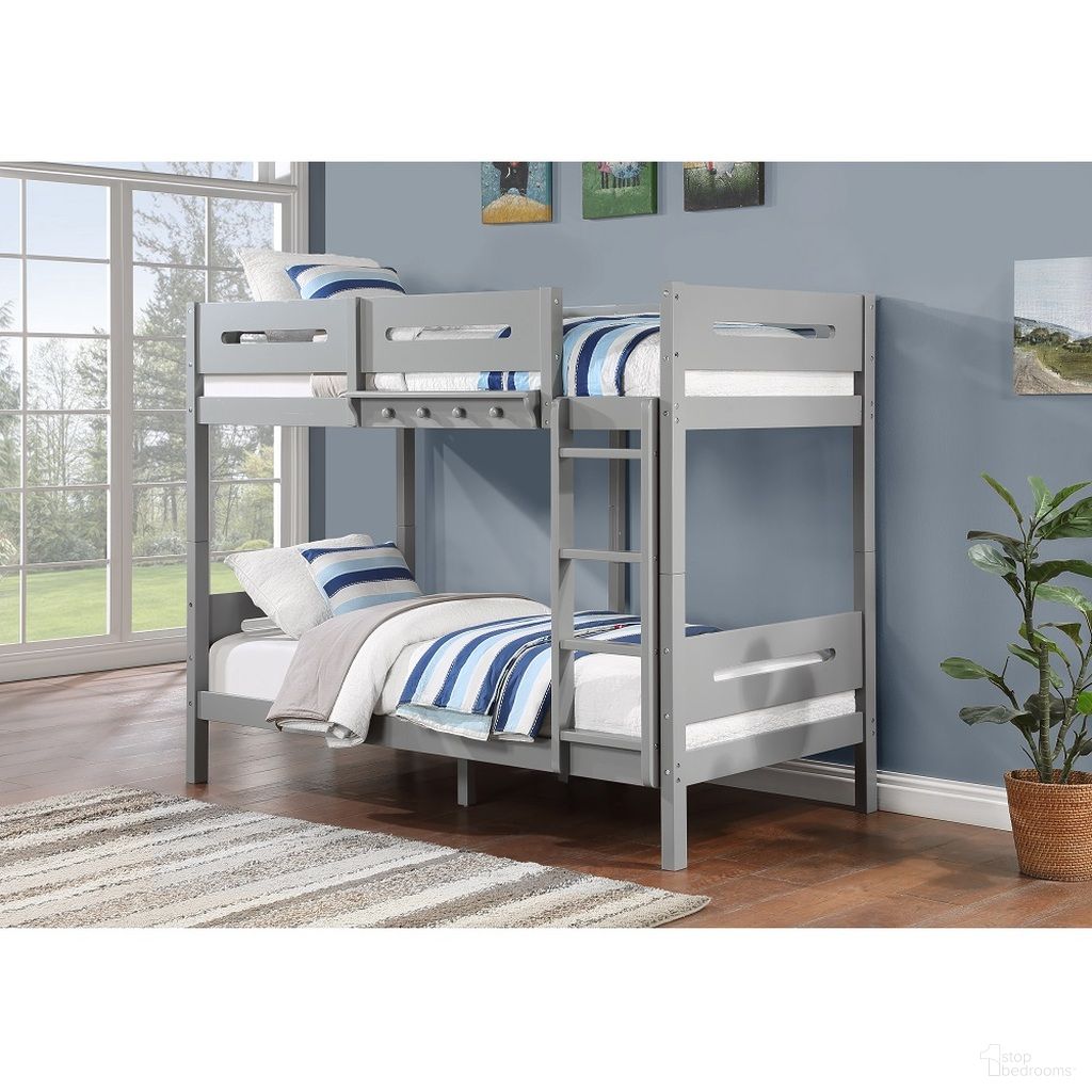 The appearance of Edah Twin Over Twin Bunk Bed In Gray designed by ACME in the transitional interior design. This gray piece of furniture was selected by 1StopBedrooms from Edah Collection to add a touch of cosiness and style into your home. Sku: BD01913-1;BD01913-2. Bed Type: Bunk Bed. Material: Wood. Bed Size: Twin Over Twin.