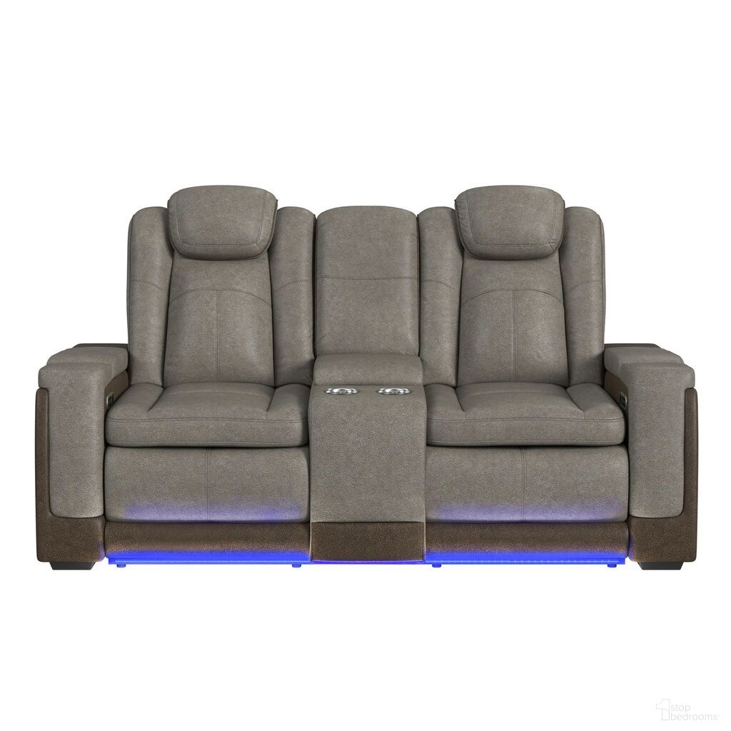 The appearance of Niven Power Motion Loveseat with Power Headrest and LED In Grey and Brown designed by Picket House in the modern / contemporary interior design. This grey/brown piece of furniture was selected by 1StopBedrooms from Niven Collection to add a touch of cosiness and style into your home. Sku: U-13660-10560-285PP. Material: Polyester.