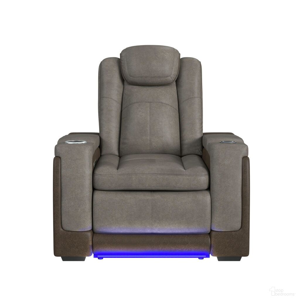 The appearance of Niven Power Motion Recliner with Power Headrest and LED In Grey and Brown designed by Picket House in the modern / contemporary interior design. This grey/brown piece of furniture was selected by 1StopBedrooms from Niven Collection to add a touch of cosiness and style into your home. Sku: U-13660-10560-105PP. Material: Polyester.
